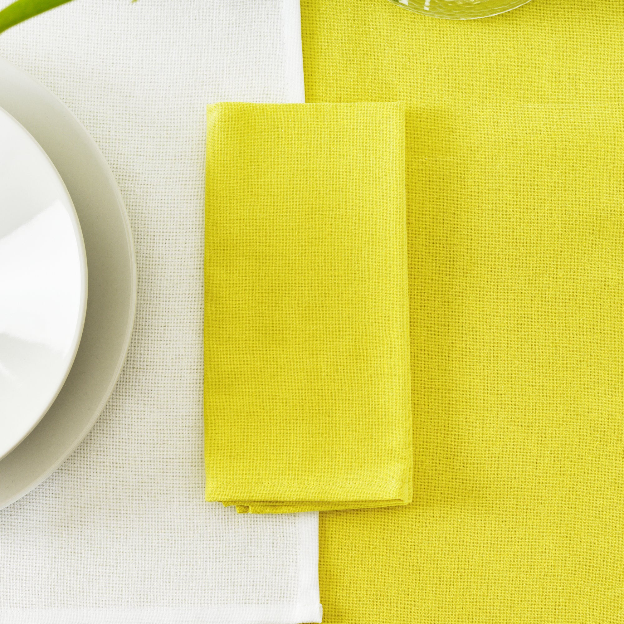 Pack of 2 plain napkins 100% linen yellow