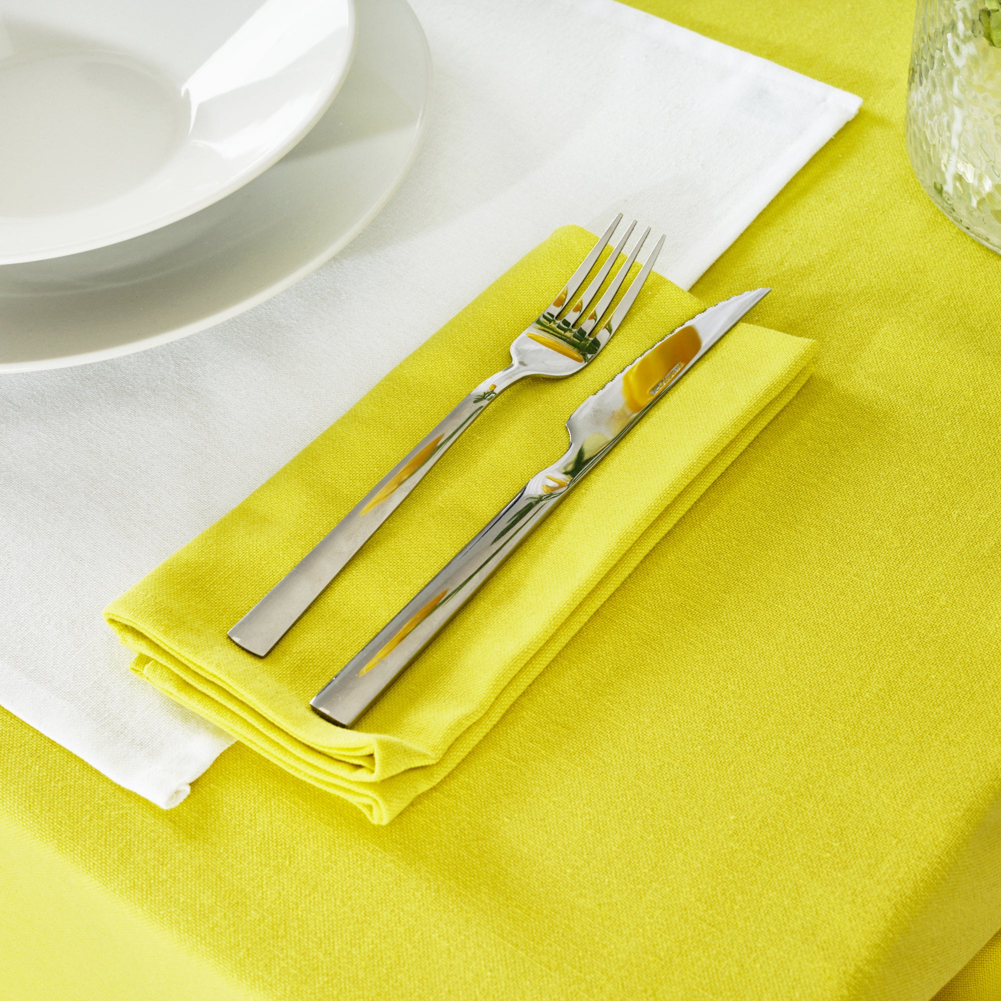 Pack of 2 plain napkins 100% linen yellow