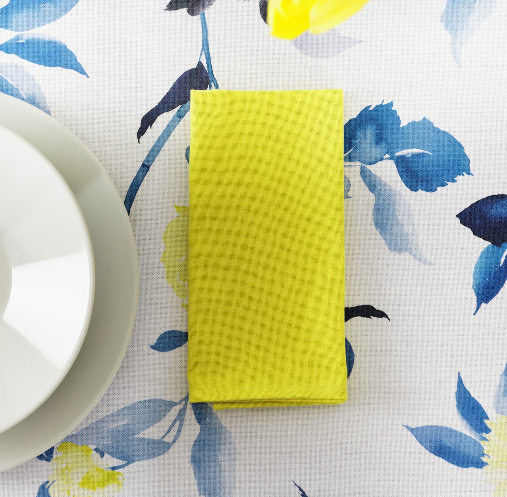 Pack of 2 plain napkins 100% linen yellow