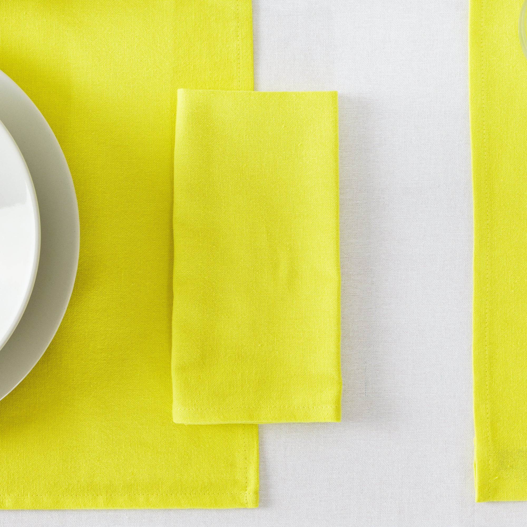 Pack of 2 plain napkins 100% linen yellow