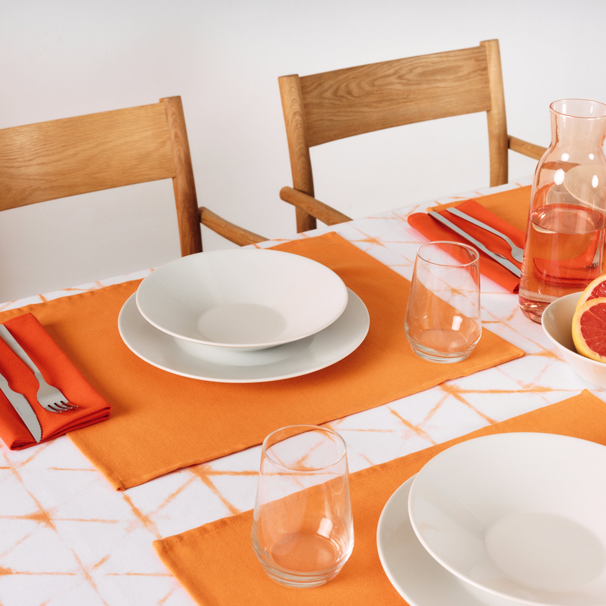 Paquet de 2 pièces. Set de table uni 100% lin Orange Clair