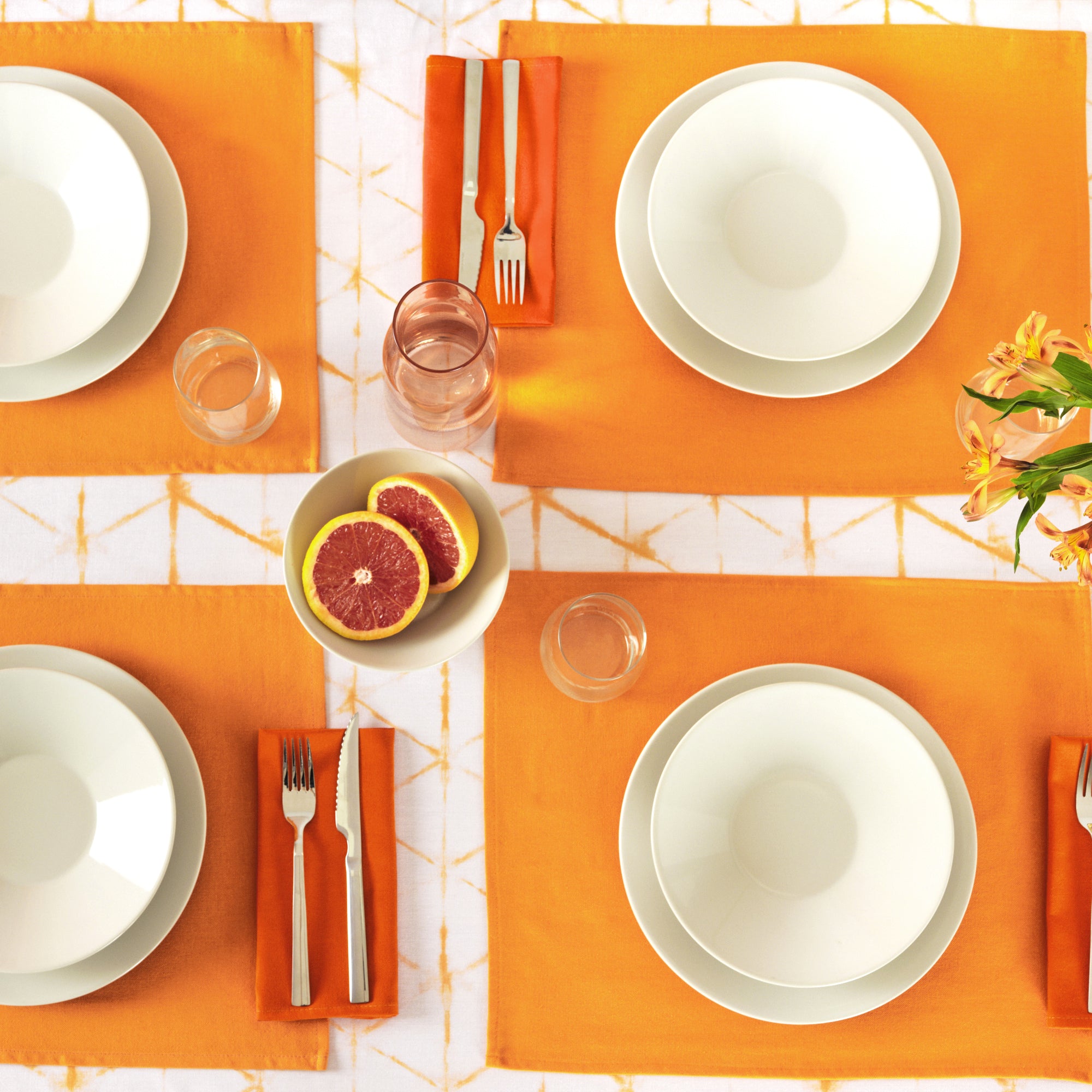 Paquet de 2 pièces. Set de table uni 100% lin Orange Clair