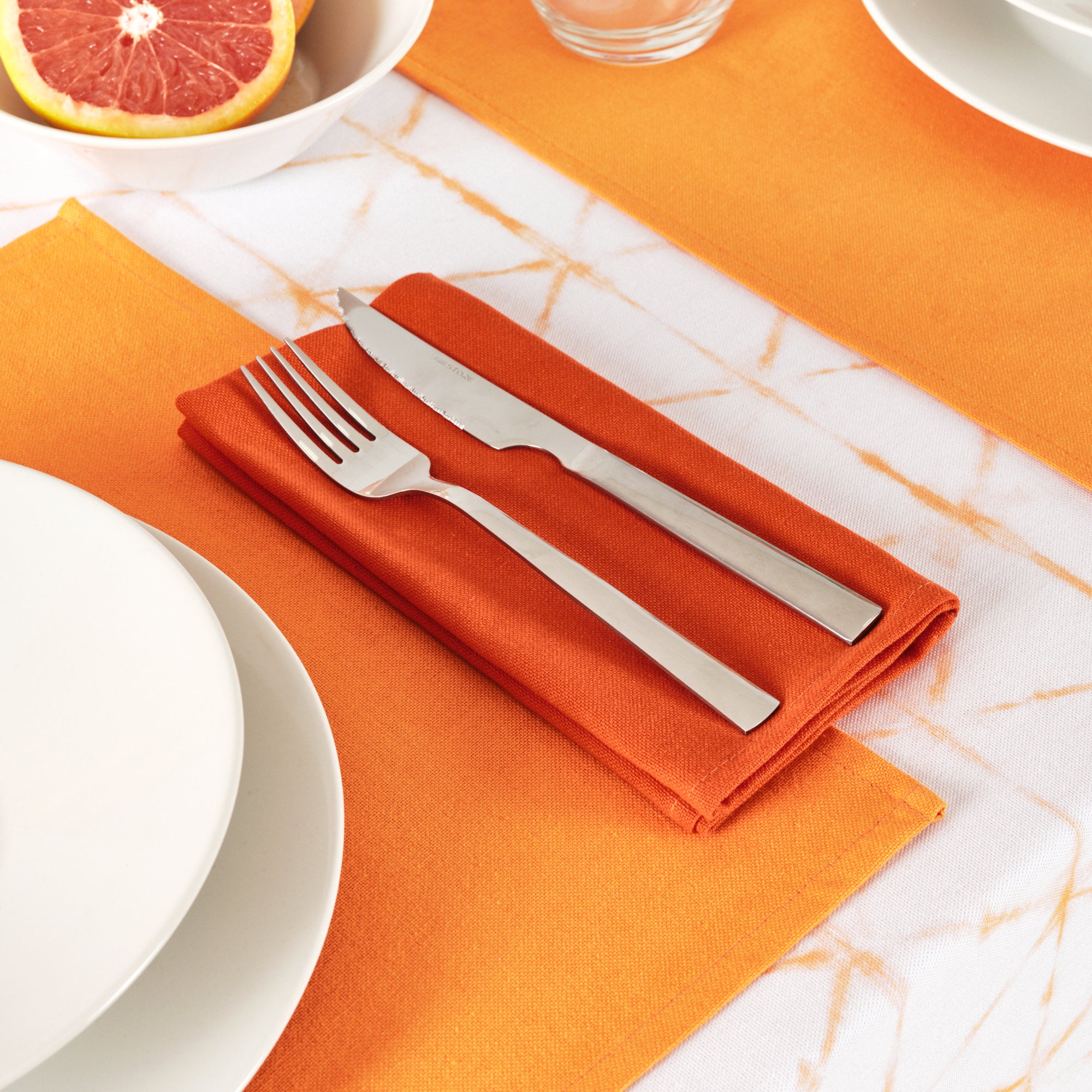 Pack of 2 plain napkins 100% linen Dark Orange