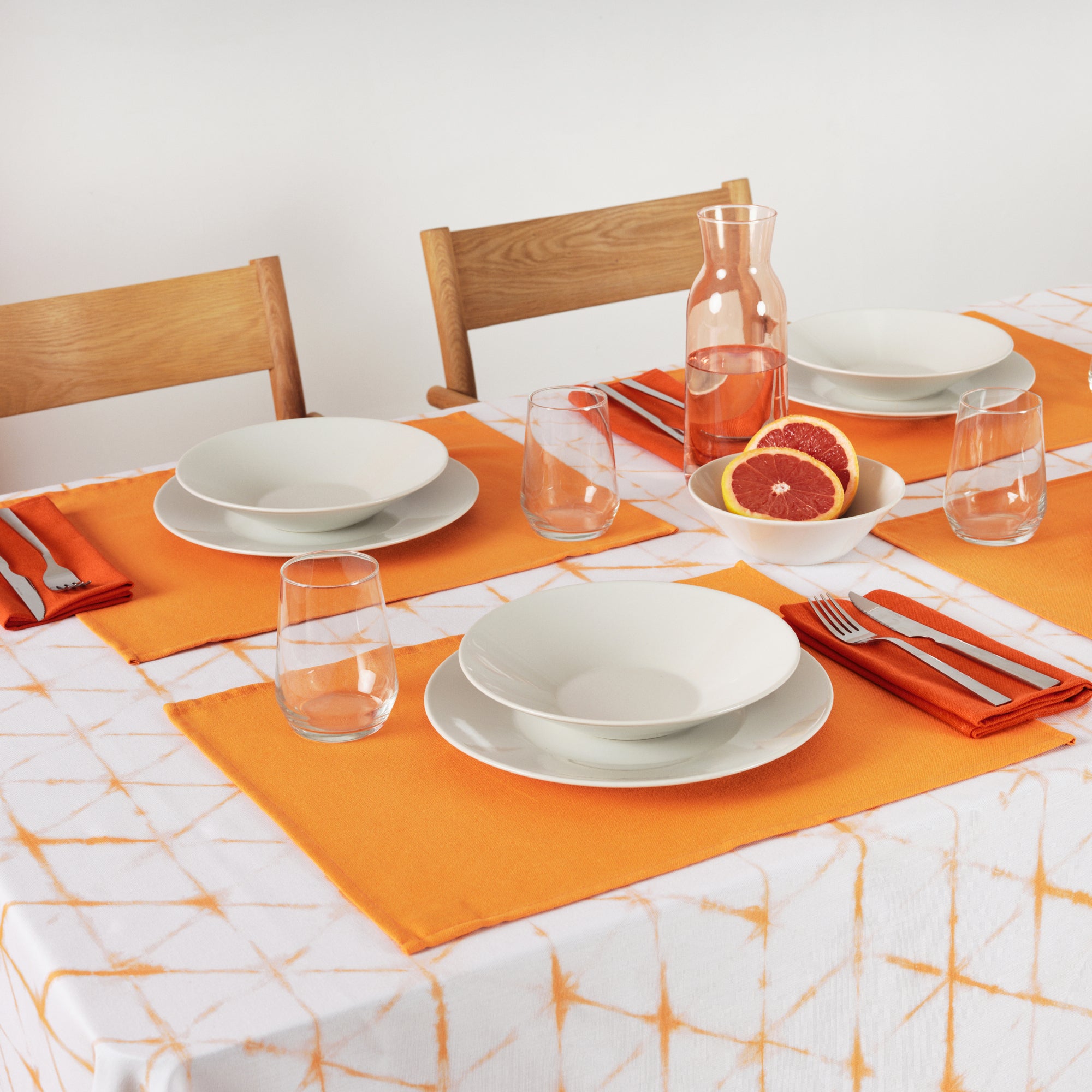 Pack of 2 plain napkins 100% linen Dark Orange