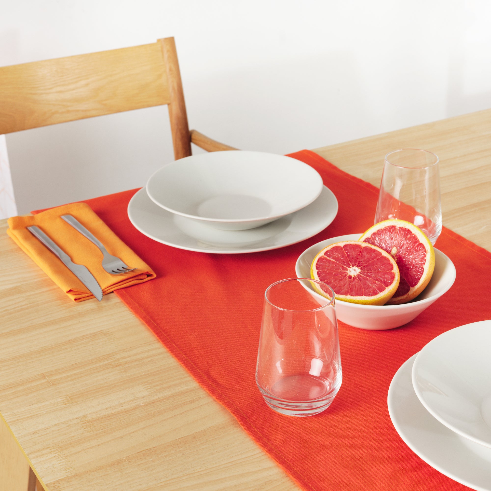 Plain Table Runner 100% Linen Dark Orange