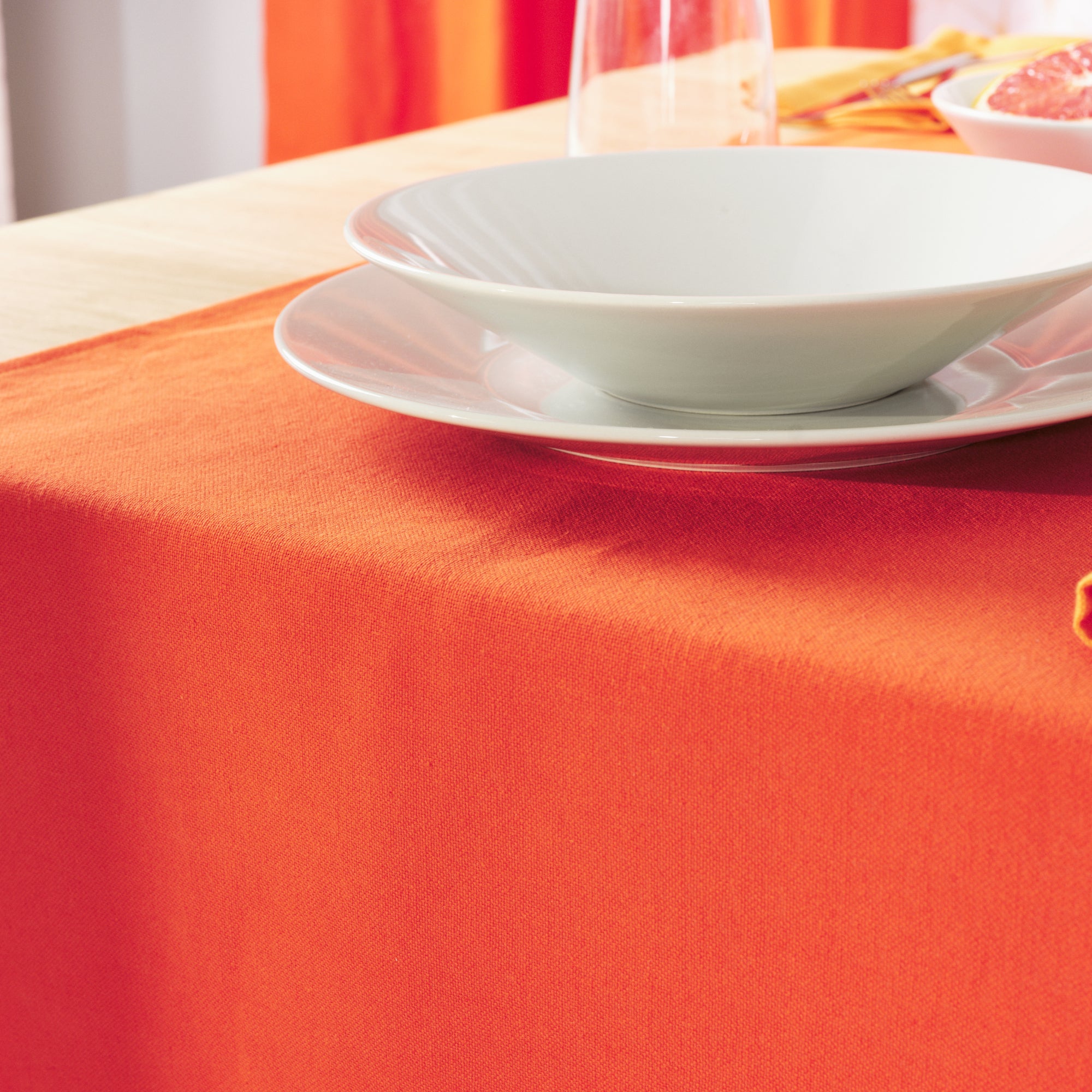 Plain Table Runner 100% Linen Dark Orange