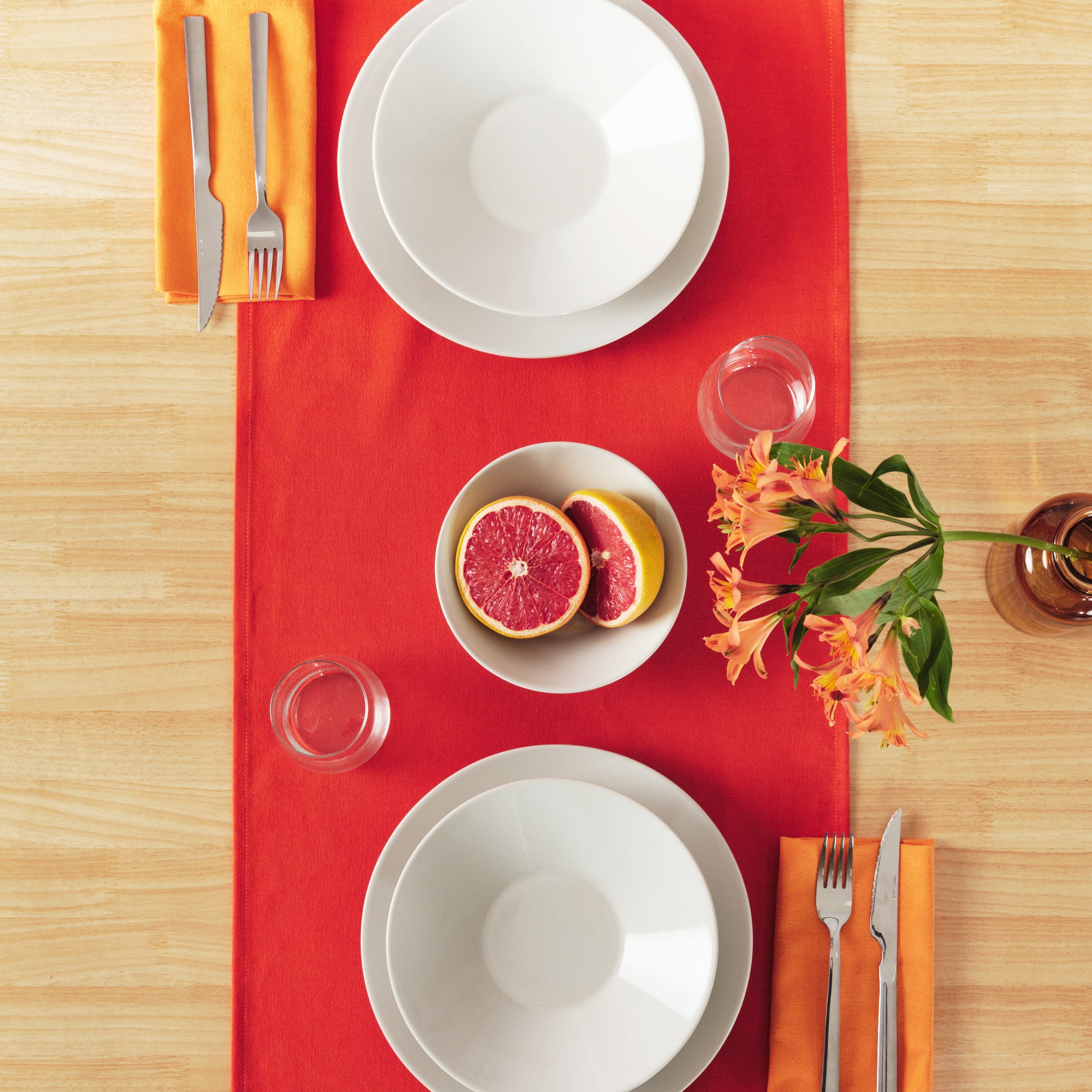 Plain Table Runner 100% Linen Dark Orange