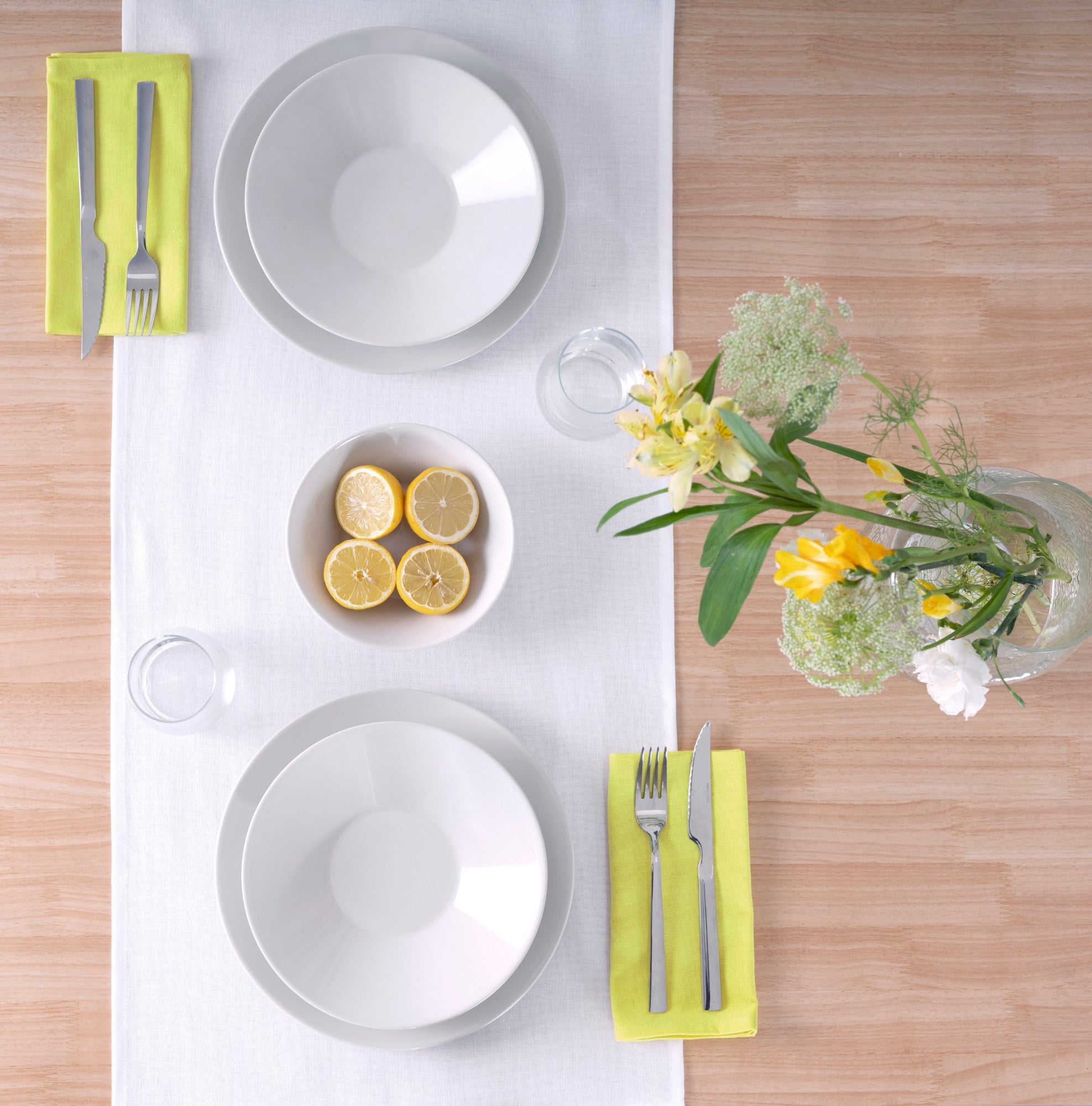 Plain table runner 100% linen Optical White