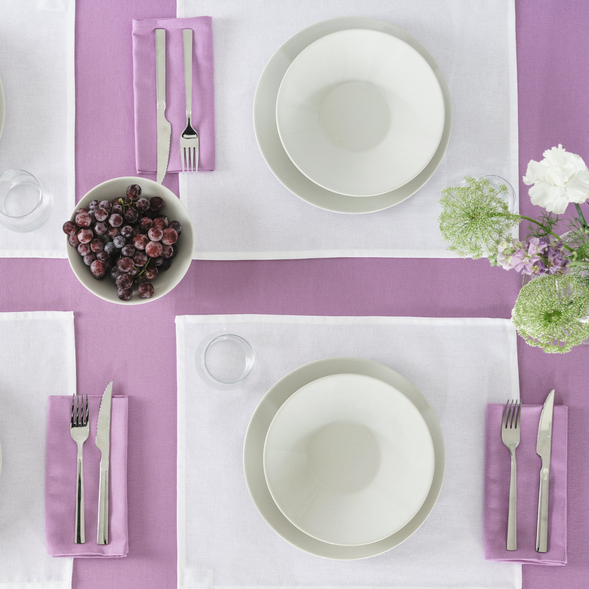 Paquet de 2 pièces. Set de table uni 100% lin Blanc Optique