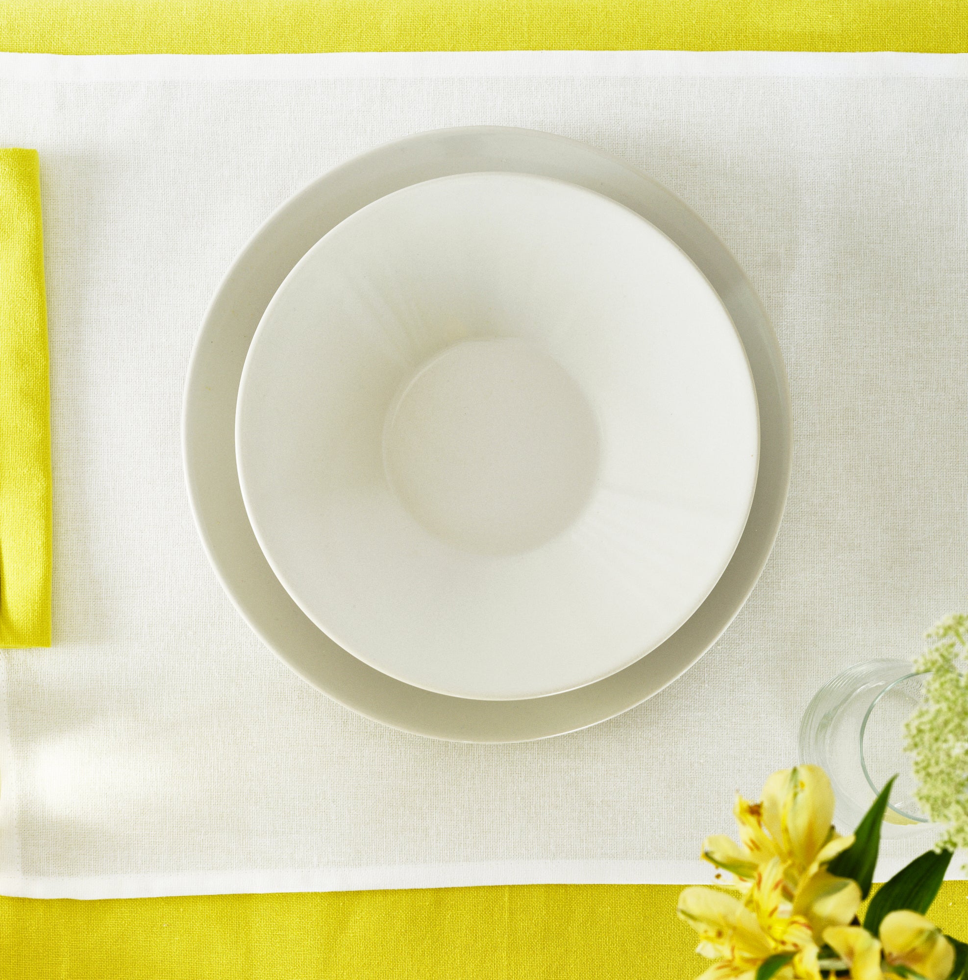 Paquet de 2 pièces. Set de table uni 100% lin Blanc Optique