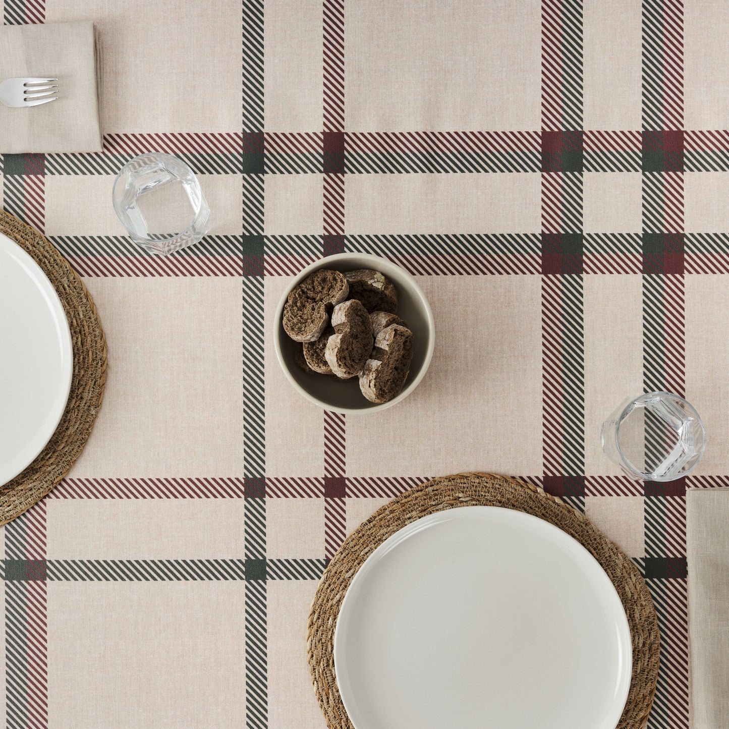 Christmas Plaid Stain-Resistant Tablecloth