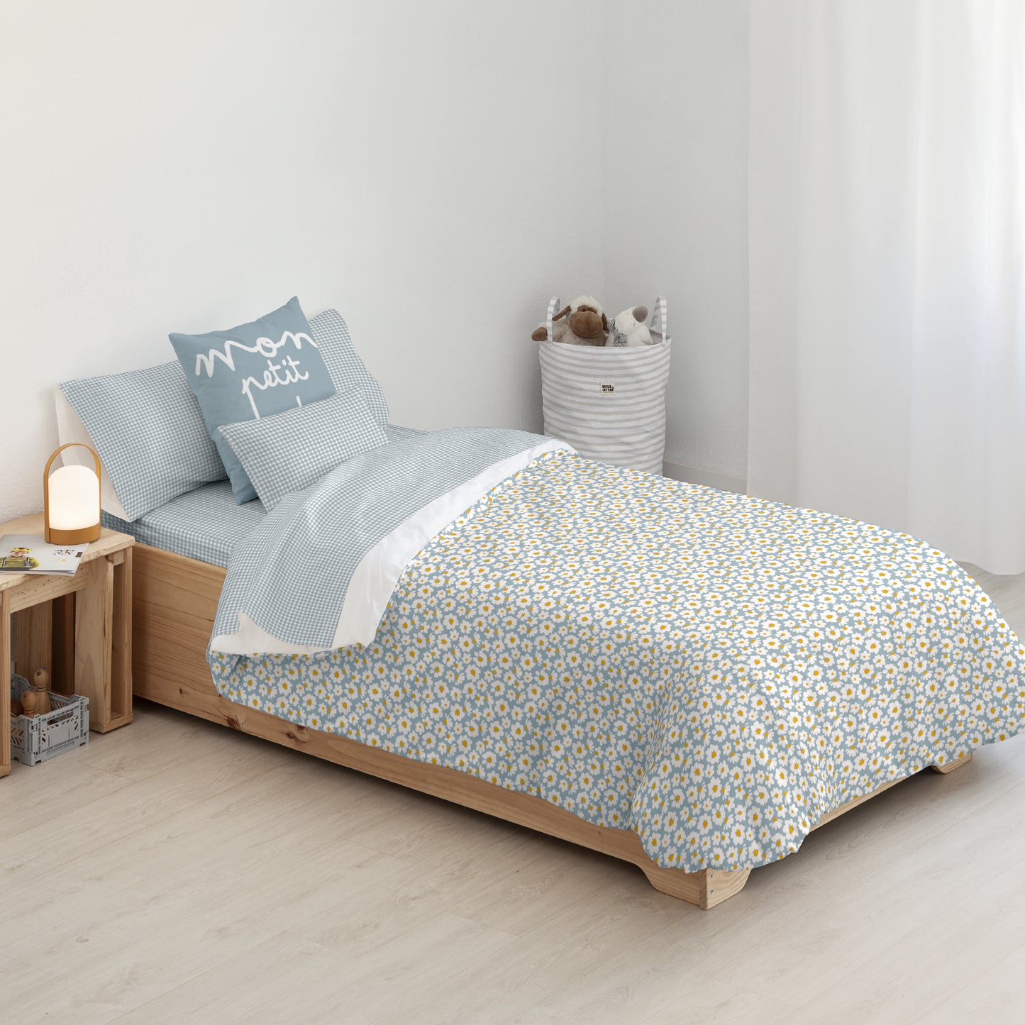 Housse de couette 100% coton Xalo Bleu Petit