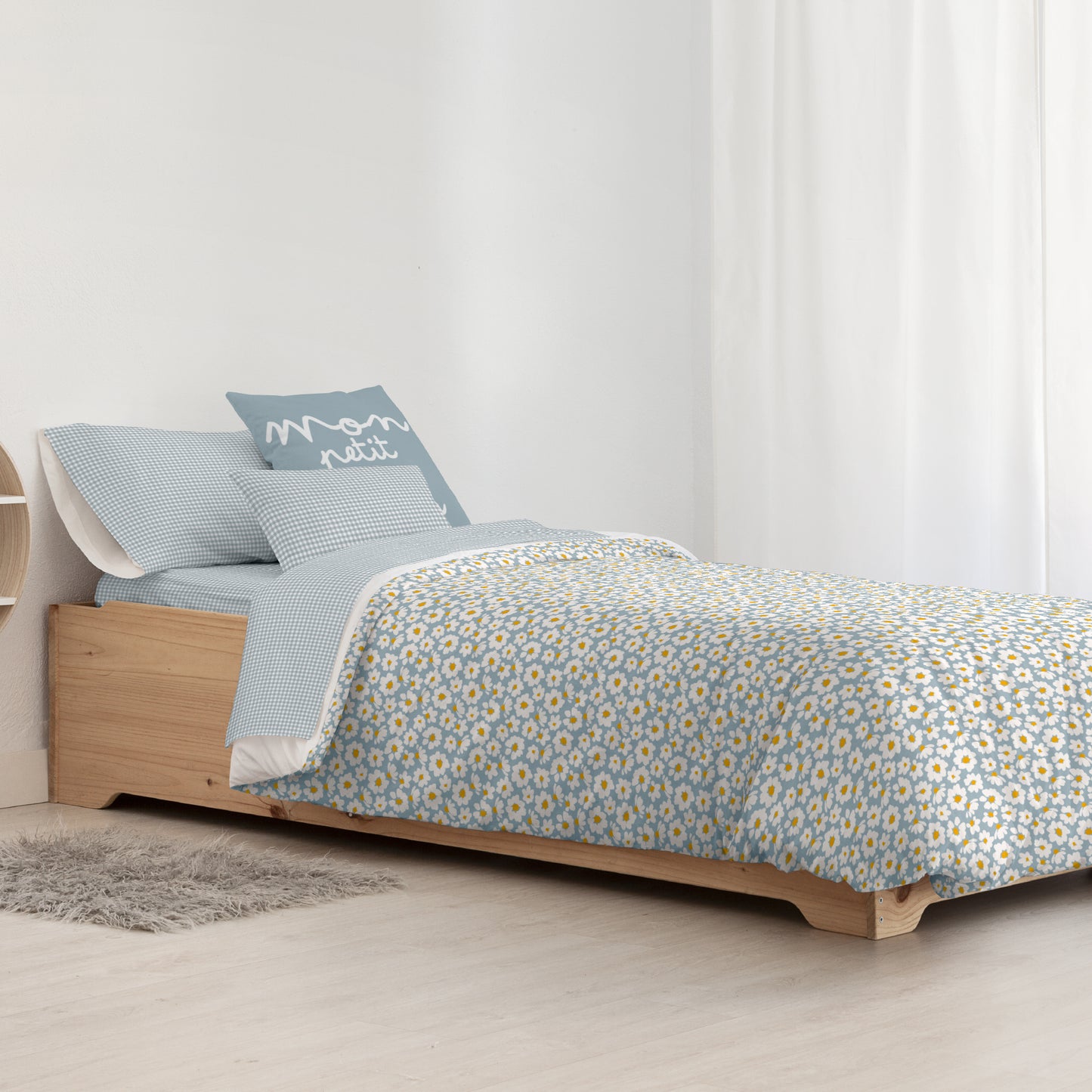 Housse de couette 100% coton Xalo Bleu Petit