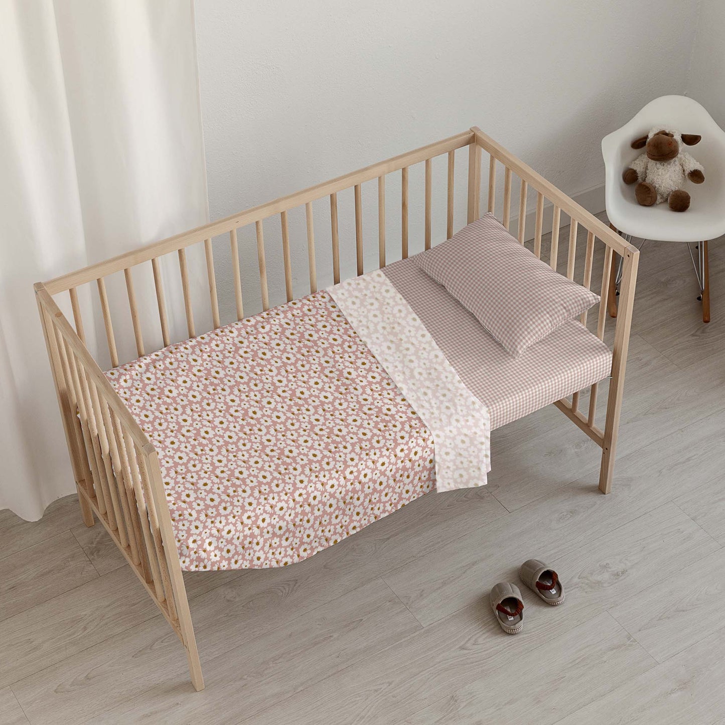 Haut de lit de bébé 100 % coton rose Xalo