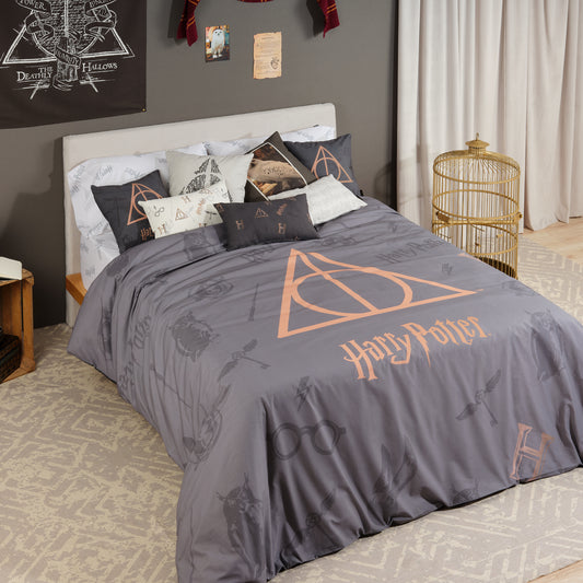 Duvet cover with buttons 100% cotton Deathly Hallows