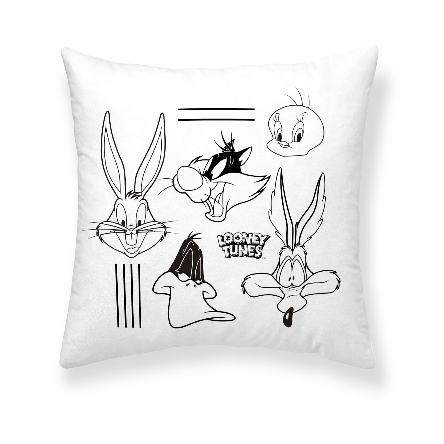 100% Cotton cushion cover 45x45 cm Looney B&amp;w B