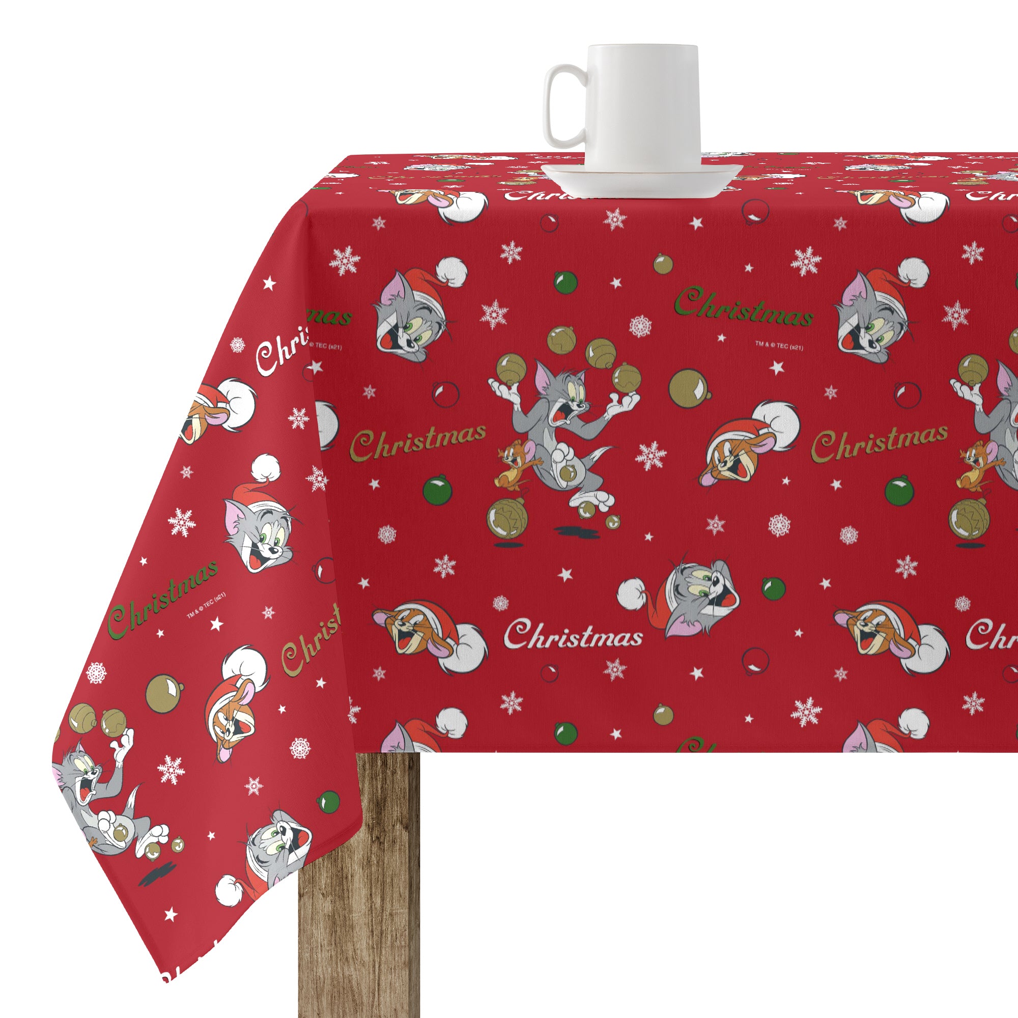 Tom&amp;Jerry Christmas stain-resistant tablecloth 1