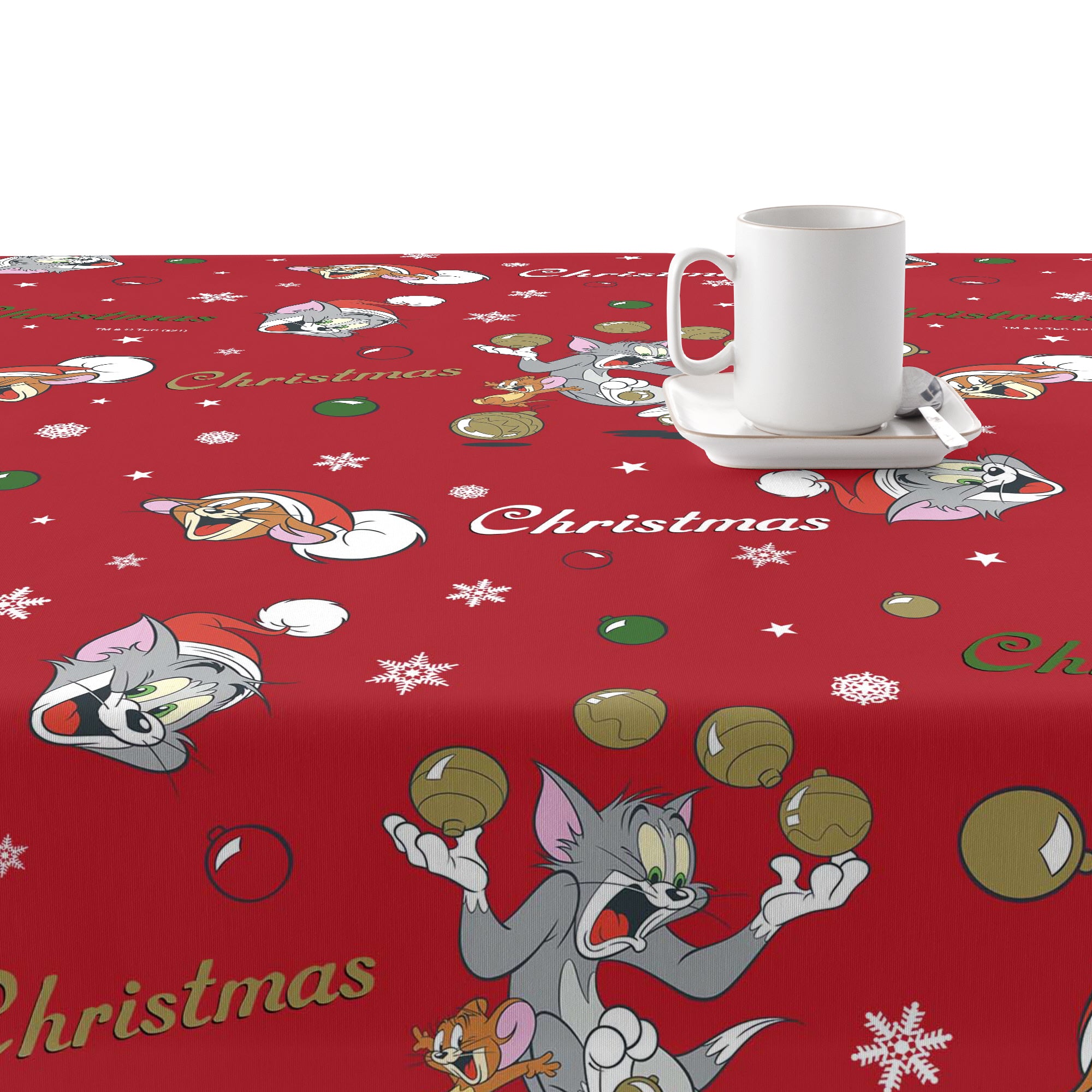 Tom&amp;Jerry Christmas stain-resistant tablecloth 1