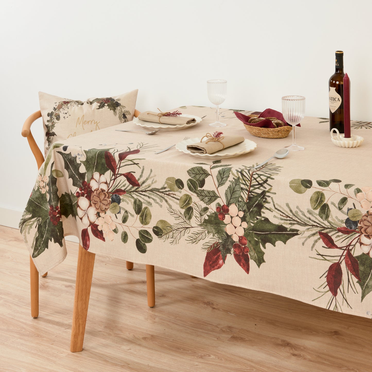 Christmas Mistletoe Stain Resistant Tablecloth