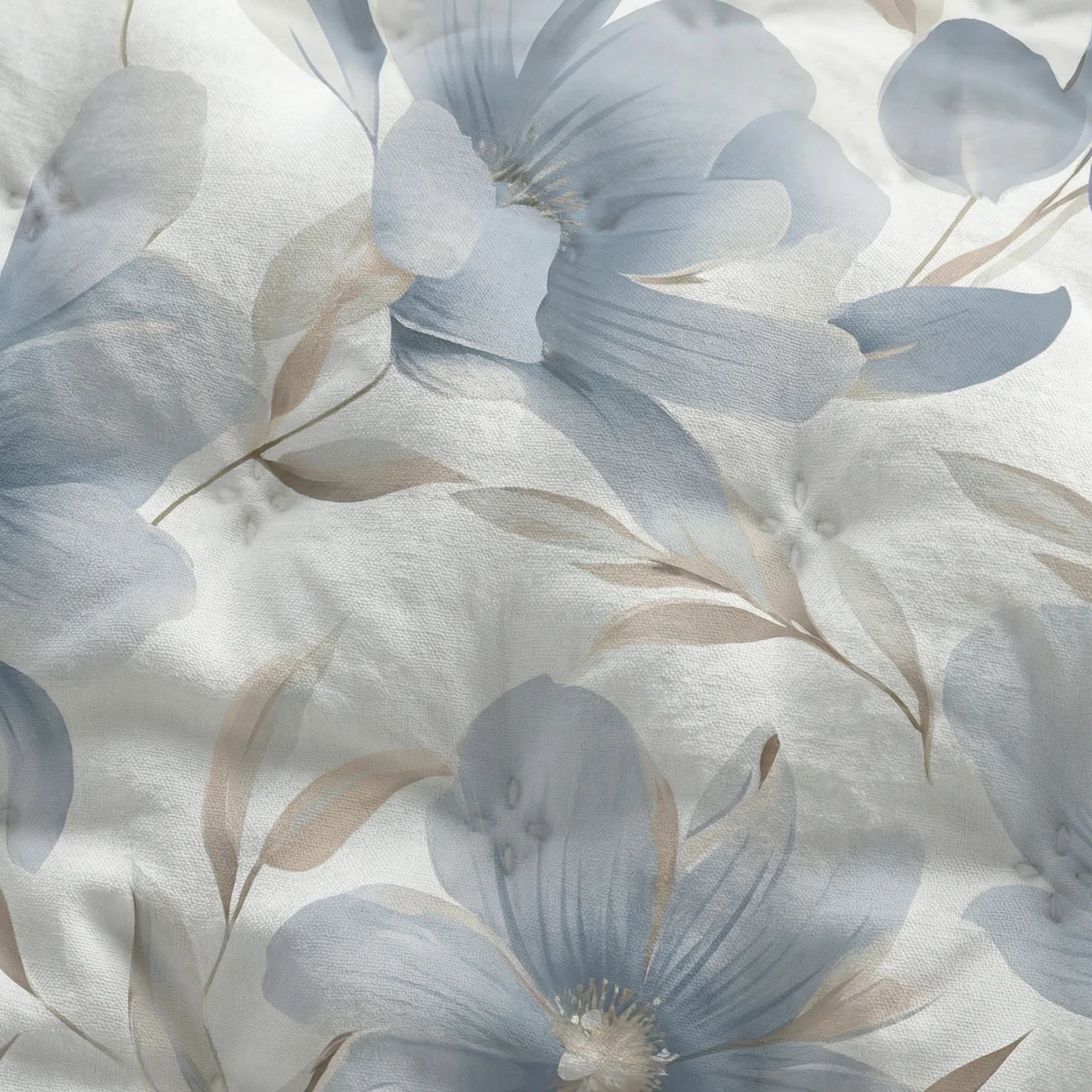 Colcha boutí estampada Bloom Azul tacto suave