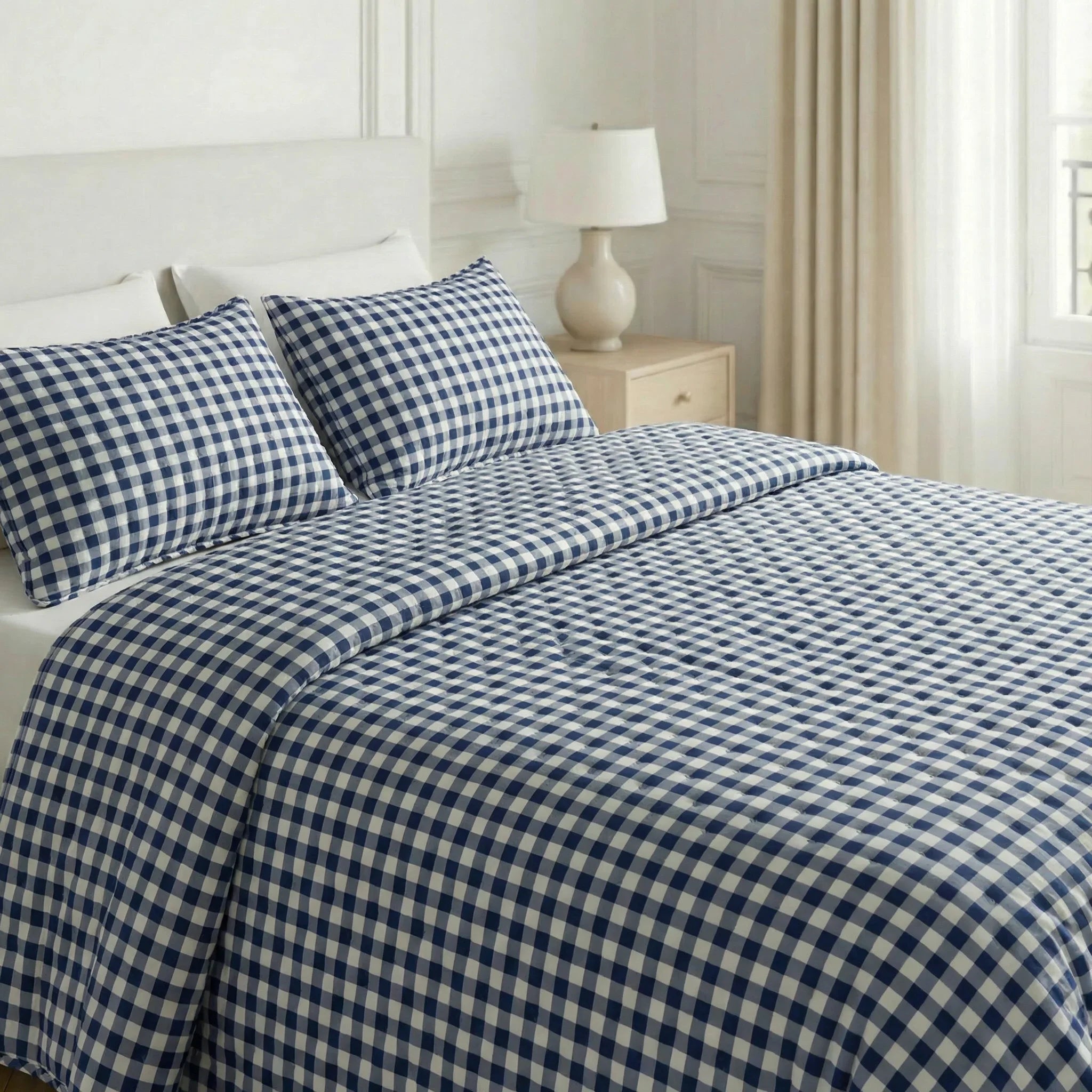 Colcha boutí estampada Calafat Marino tacto suave