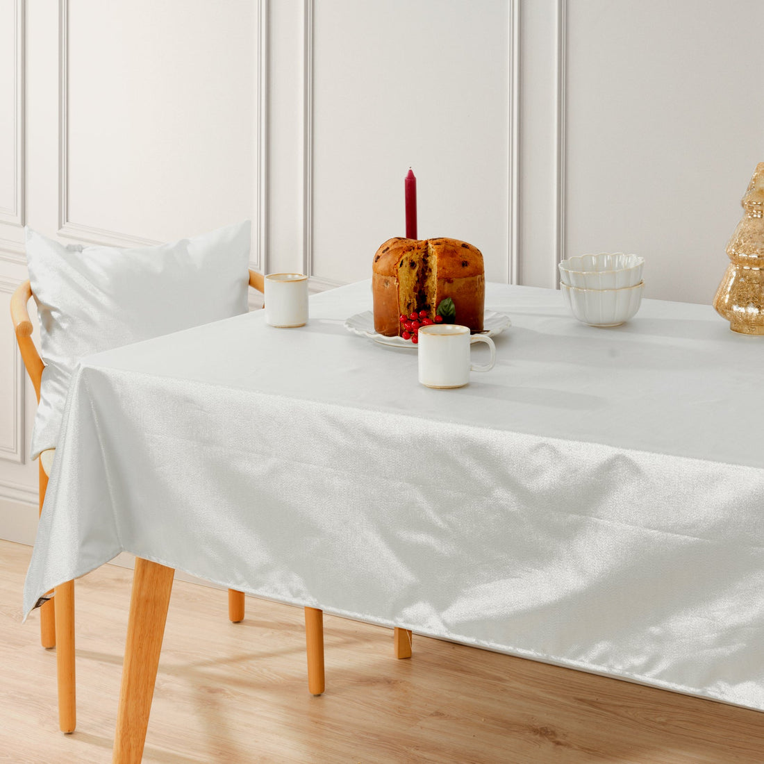 Nappe toucher tissu jacquard Nuit de Noël Argent Lurex