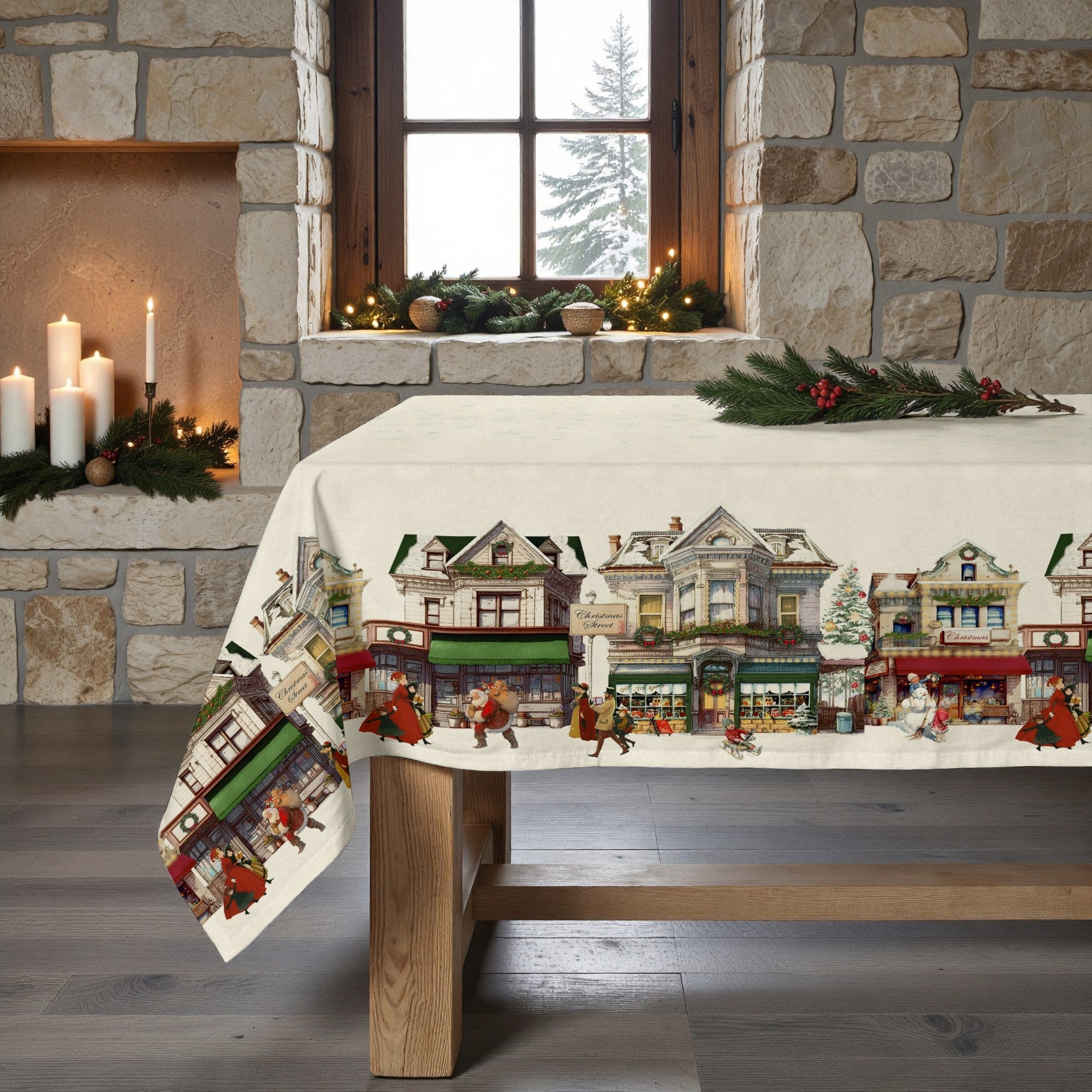 Mantel antimanchas Christmas city 100