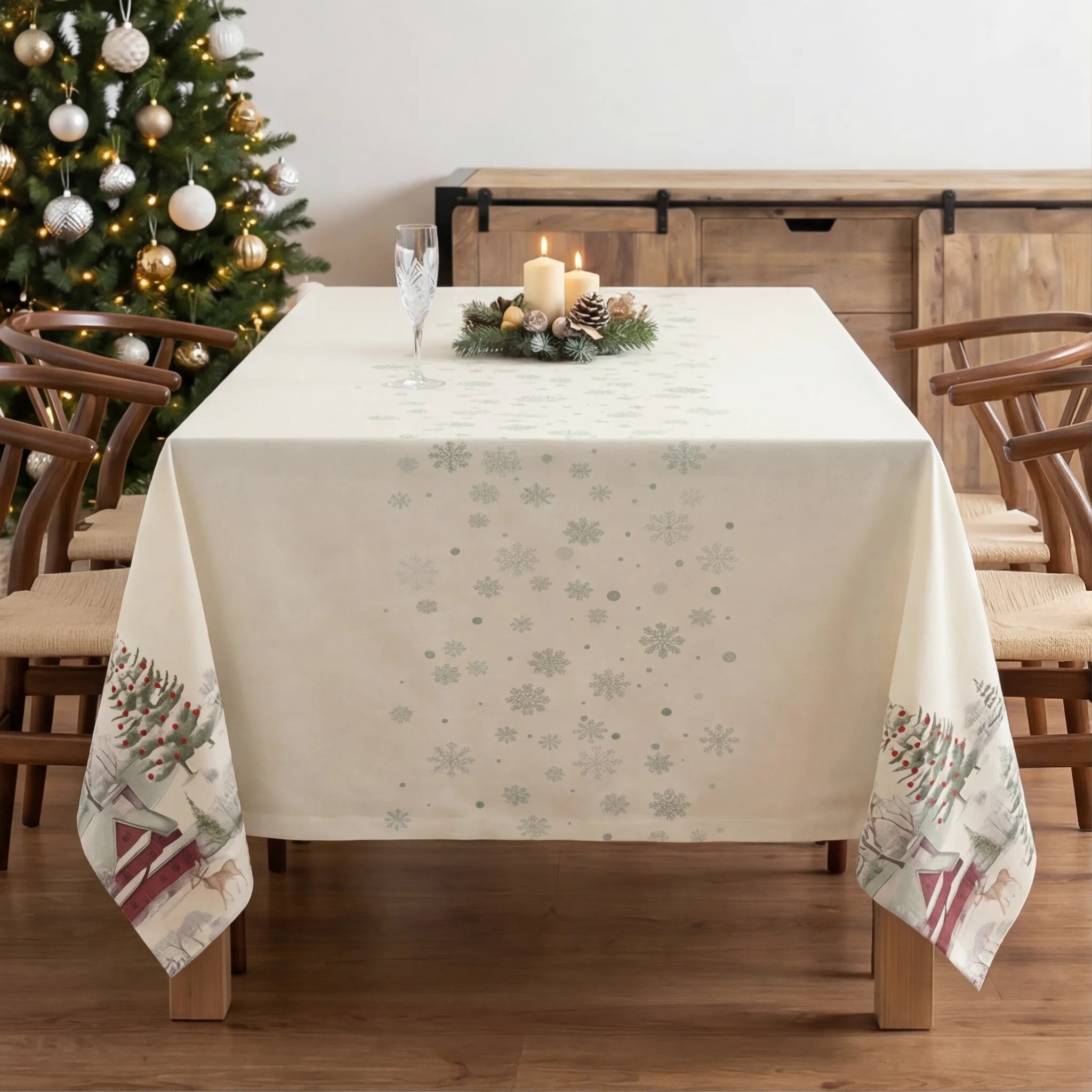 Mantel antimanchas Christmas deer cenefa 1225