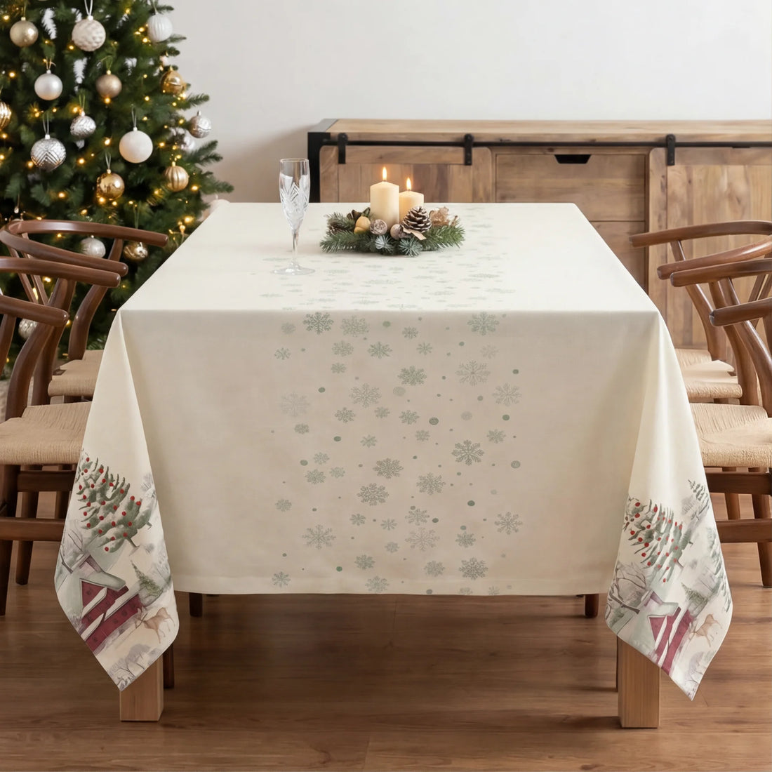 Mantel antimanchas Christmas deer cenefa 1225