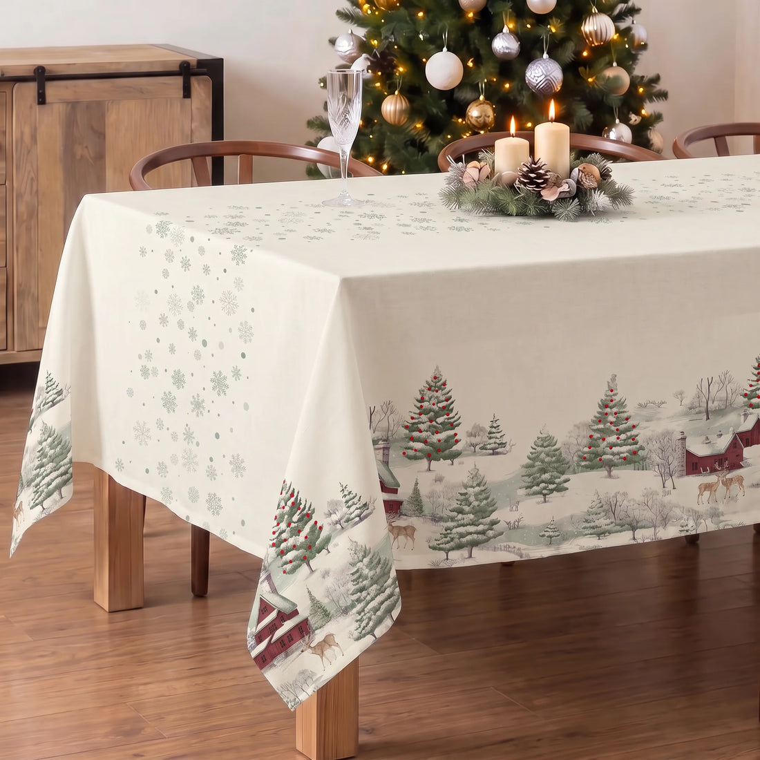 Mantel antimanchas Christmas deer cenefa 1225