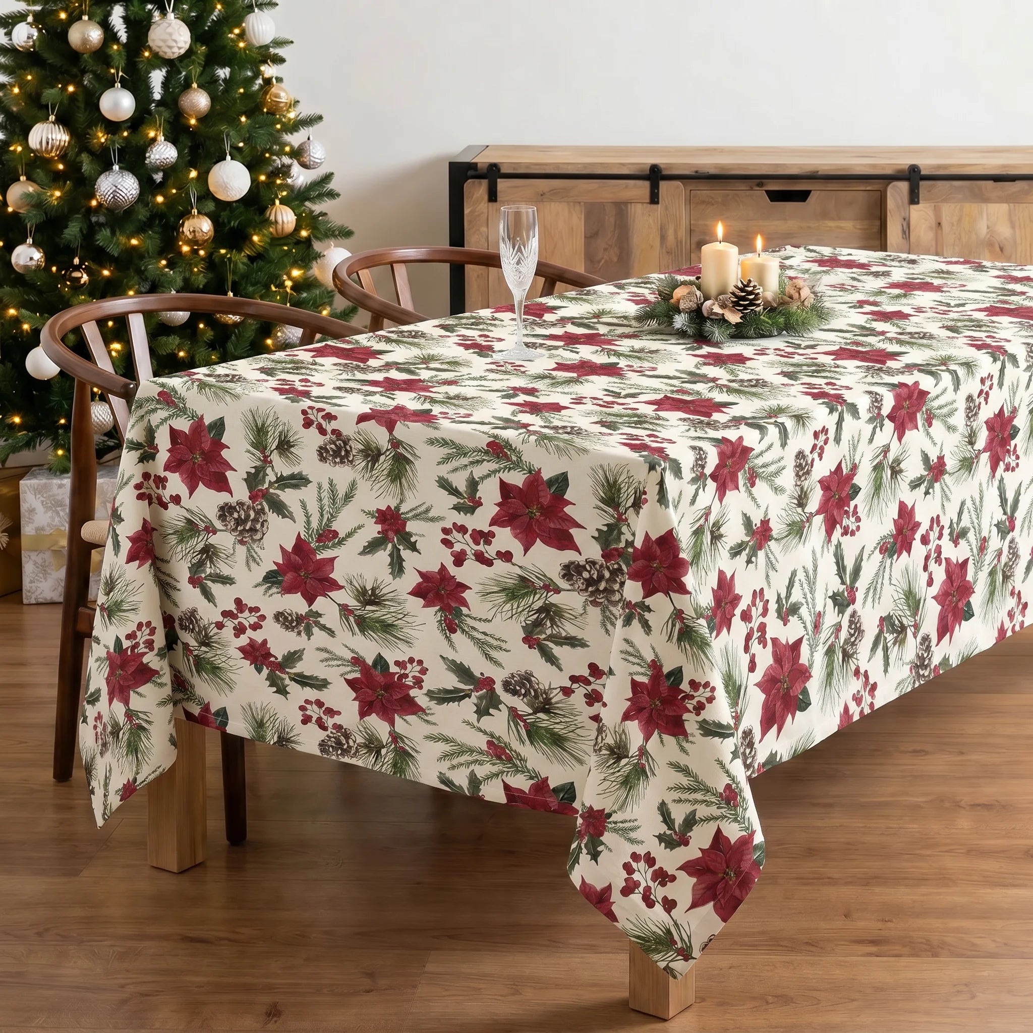 Nappe antitache Fleurs de Noël 1