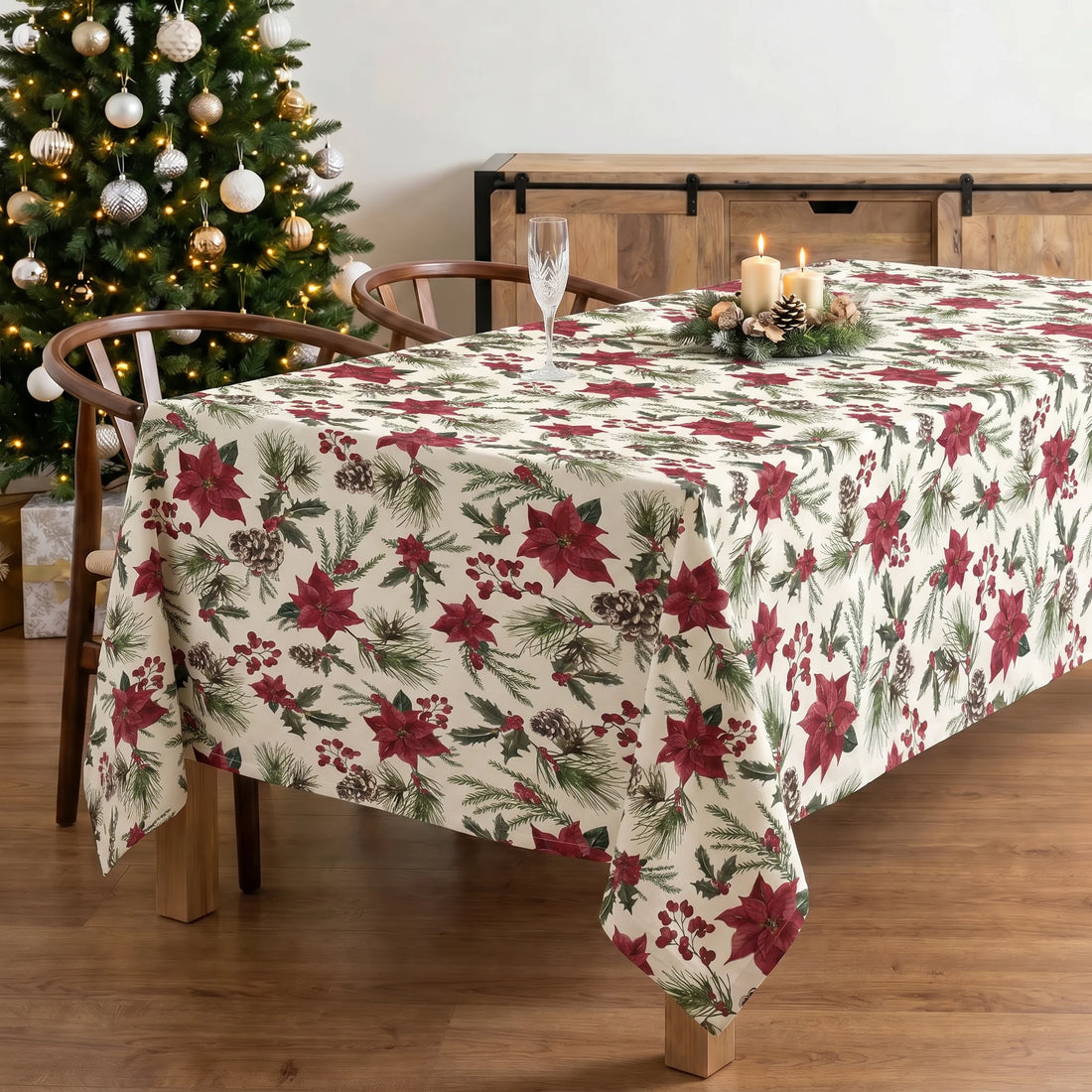 Nappe antitache Fleurs de Noël 1