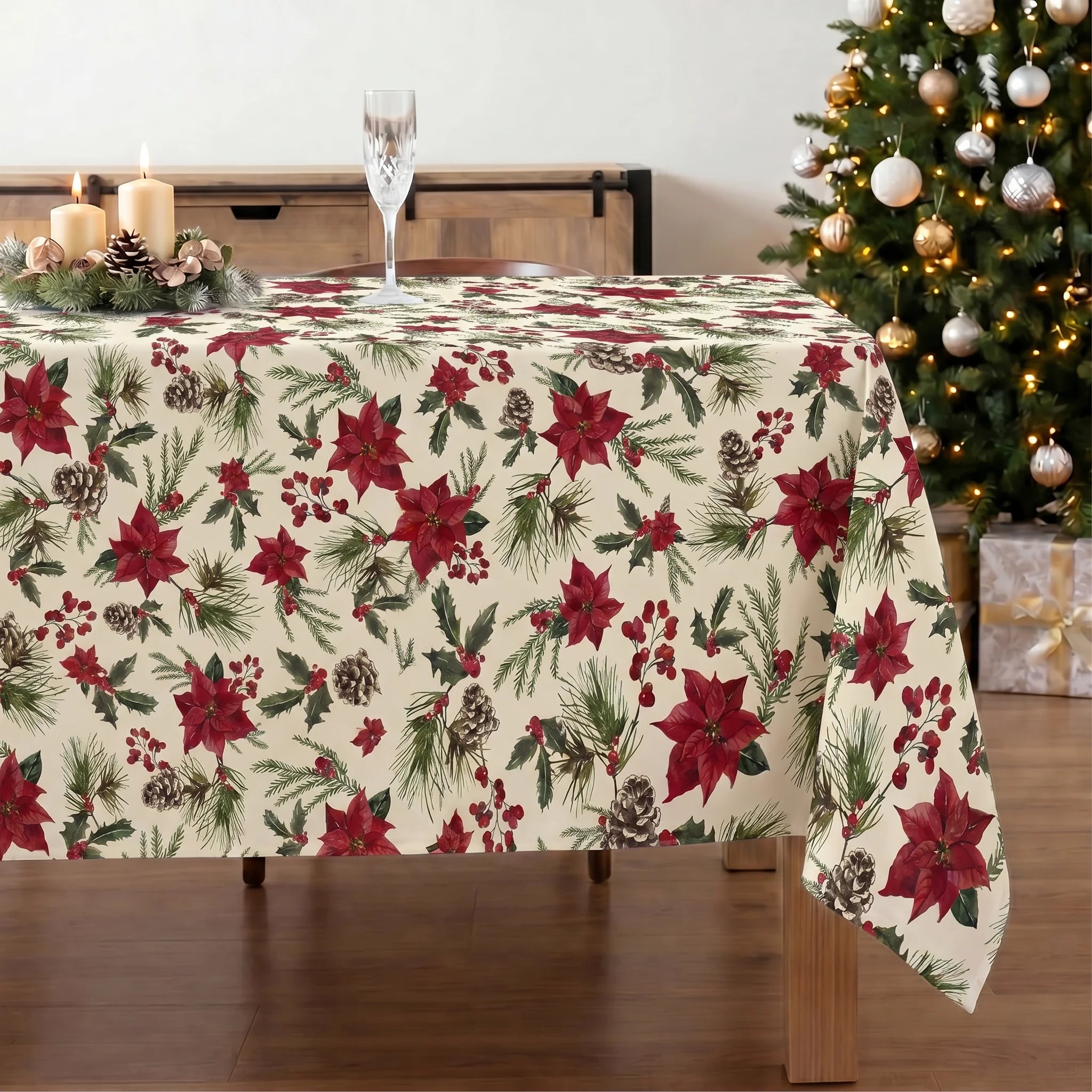 Nappe antitache Fleurs de Noël 1