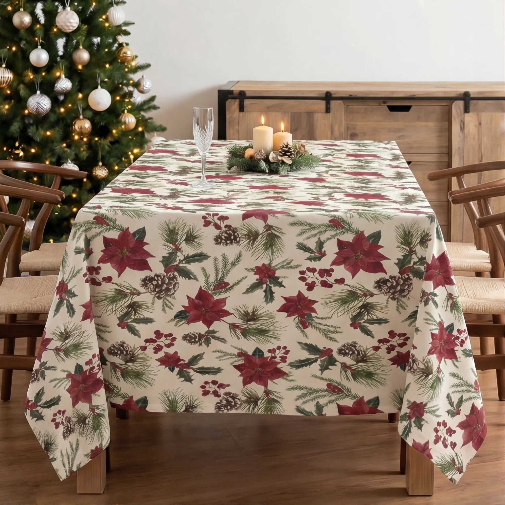 Nappe antitache Fleurs de Noël 1