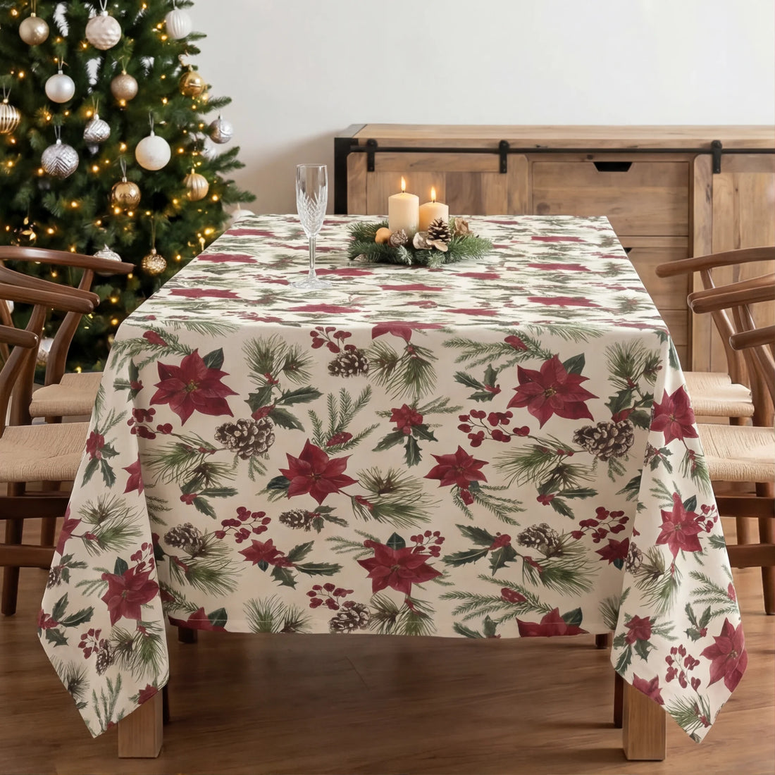 Nappe antitache Fleurs de Noël 1