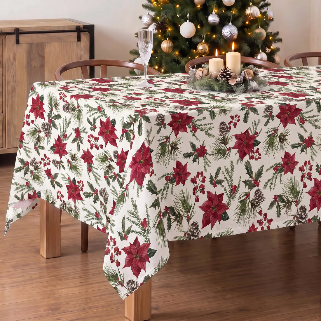 Nappe antitache Fleurs de Noël 1