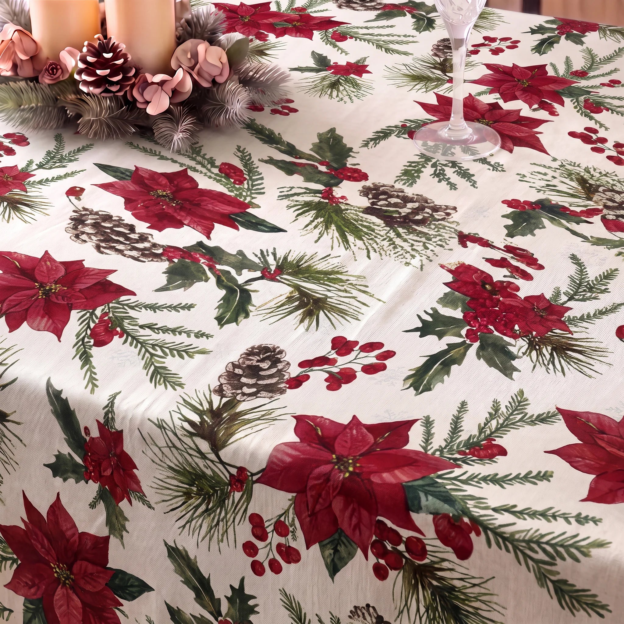Nappe antitache Fleurs de Noël 1