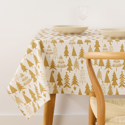 Christmas 31 Gold stain-resistant tablecloth