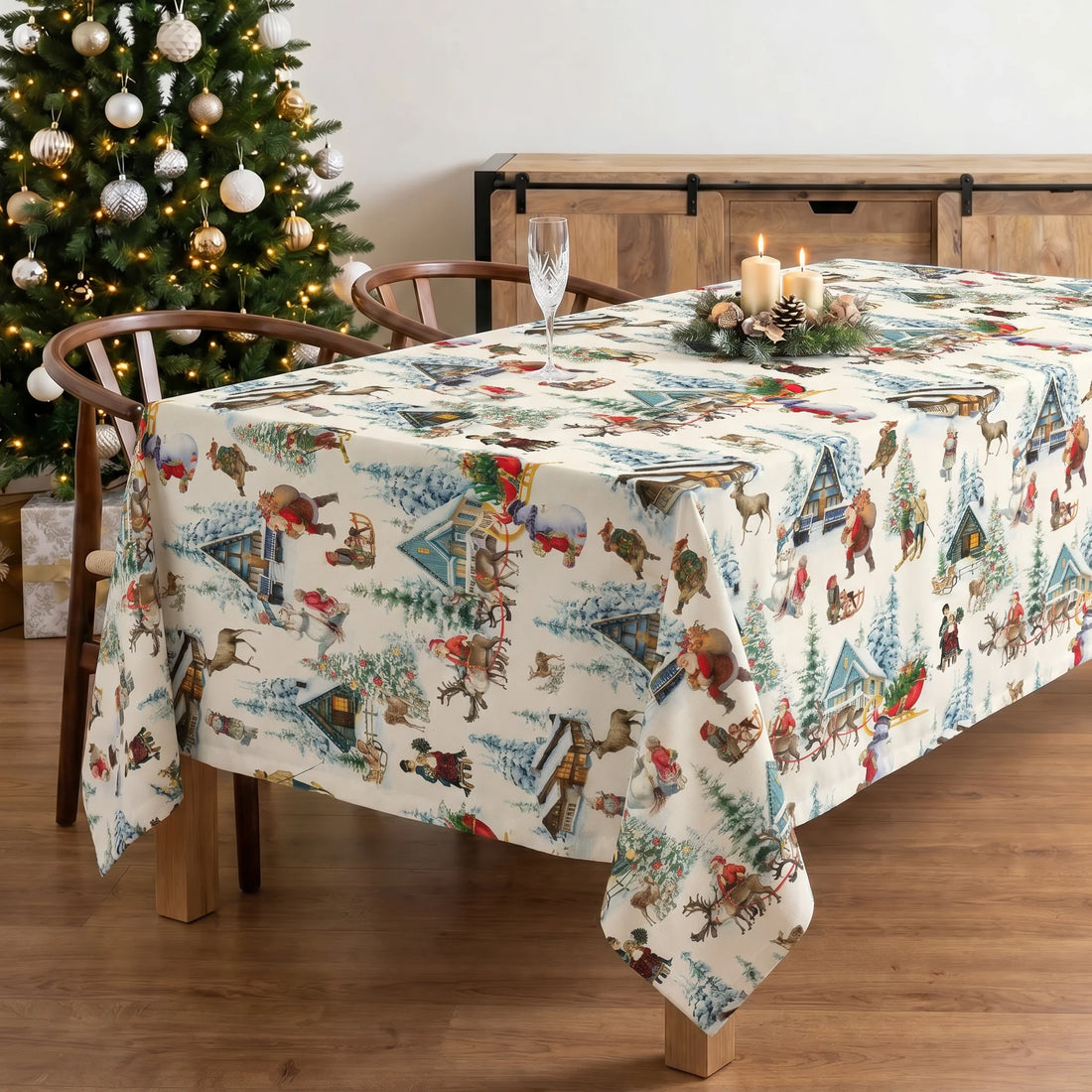 Nappe tactile en tissu Paysage de Noël 1