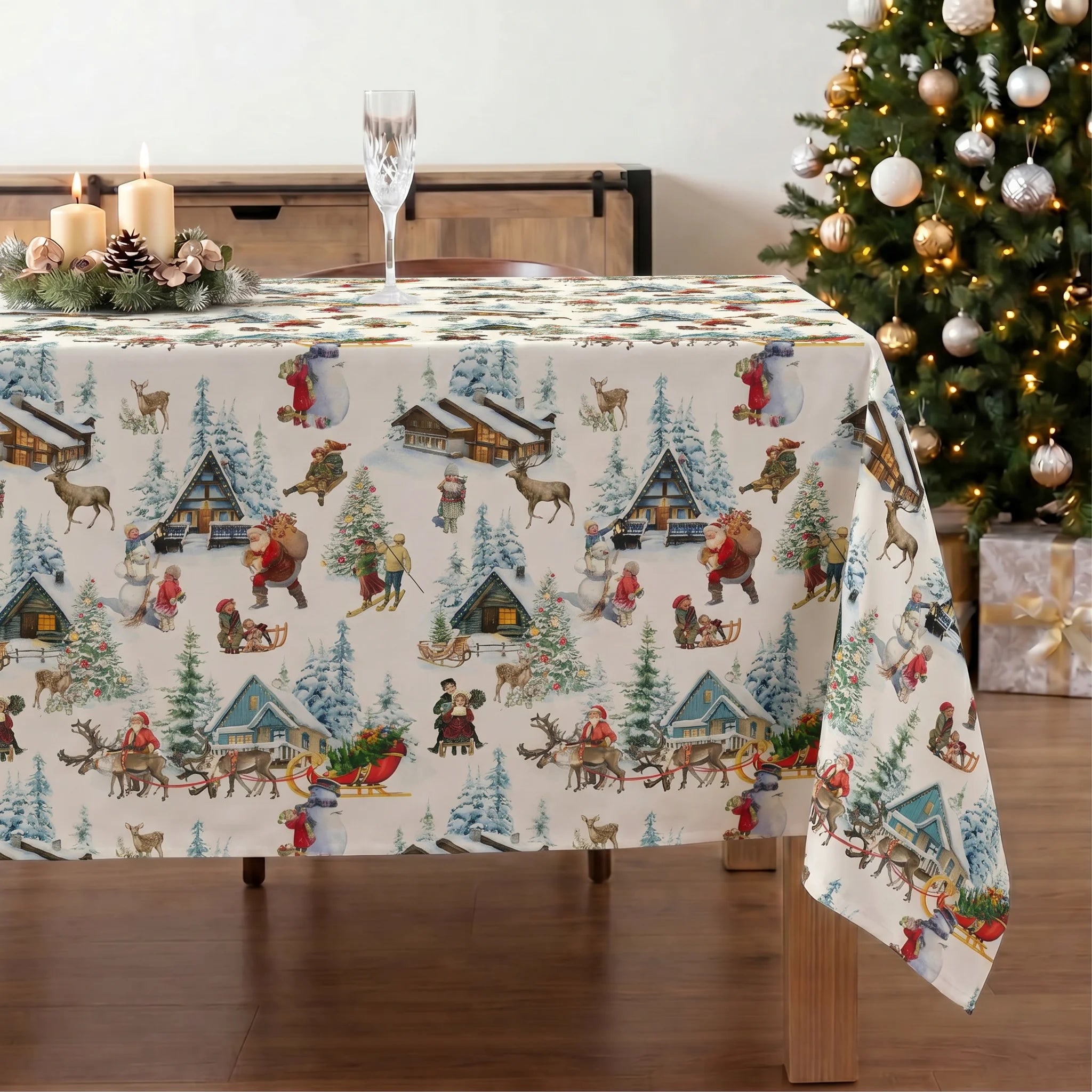 Nappe tactile en tissu Paysage de Noël 1