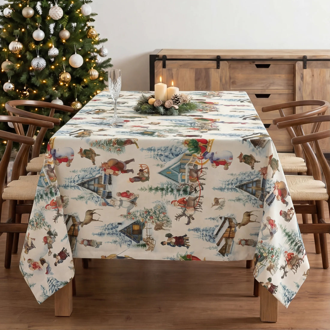 Nappe tactile en tissu Paysage de Noël 1