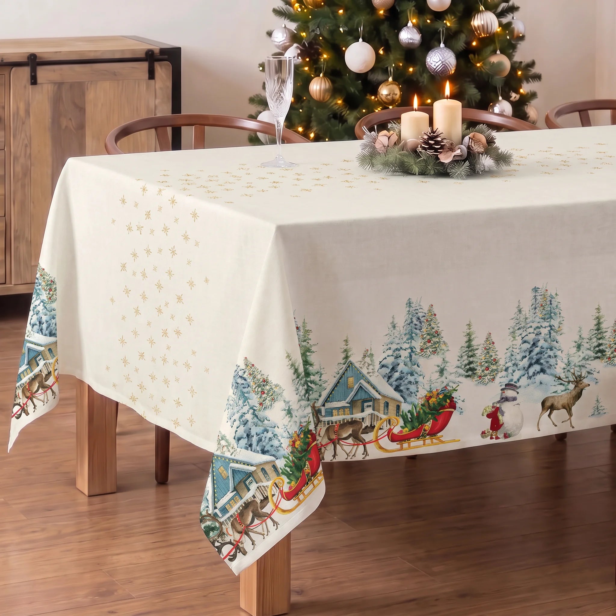 Mantel antimanchas Christmas landscape 101