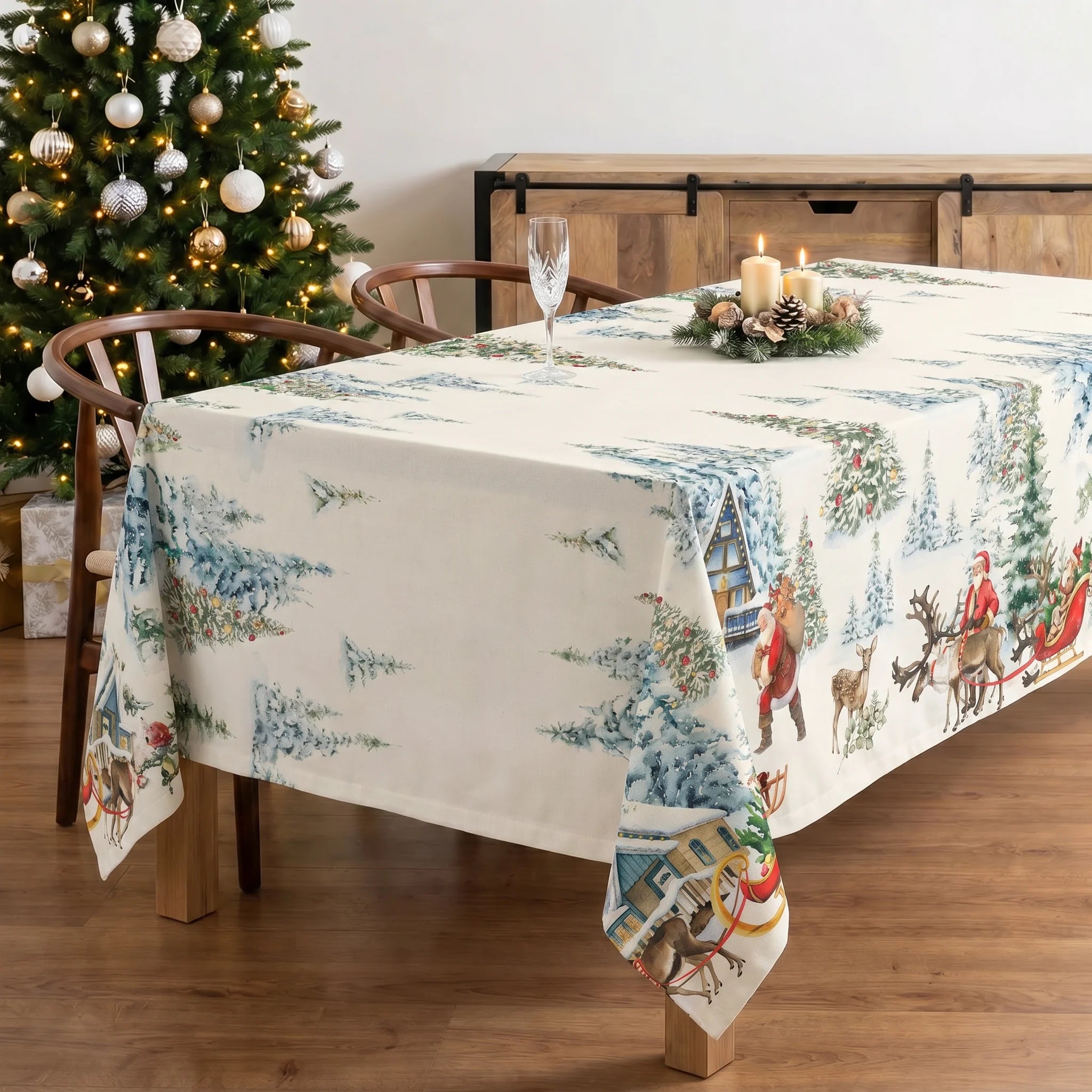 Mantel antimanchas Christmas landscape 100