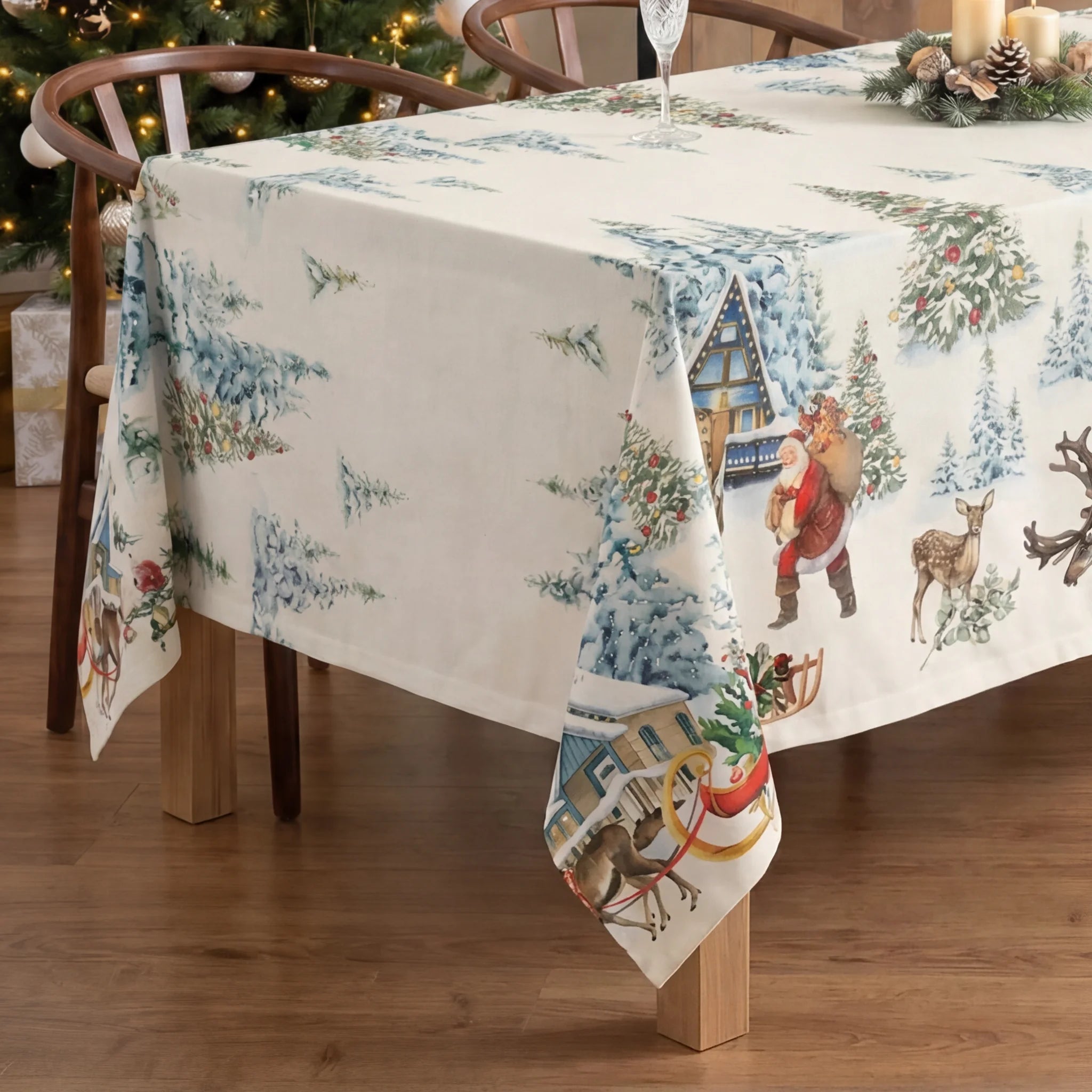Mantel antimanchas Christmas landscape 100