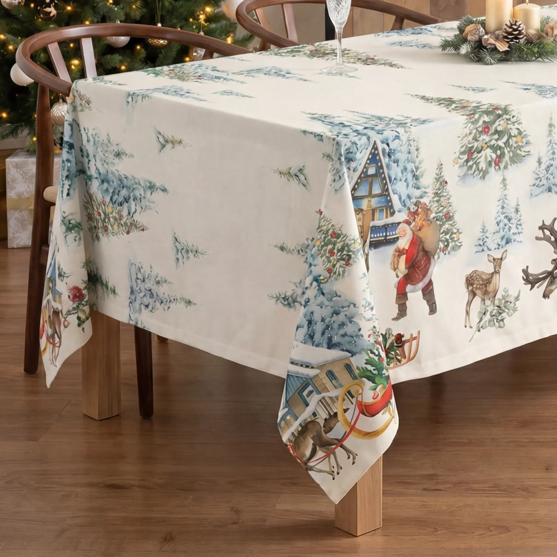 Mantel antimanchas Christmas landscape 100