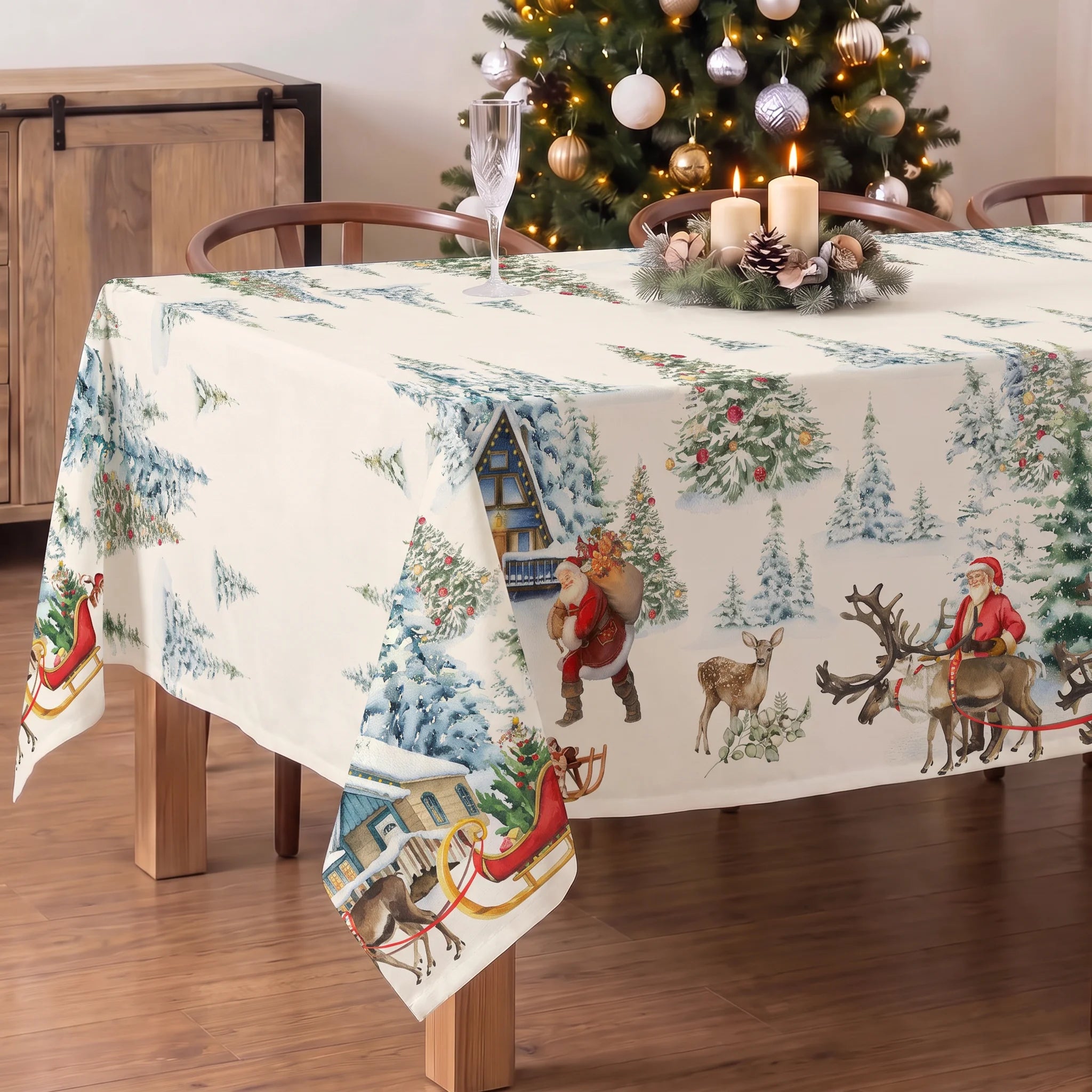 Mantel antimanchas Christmas landscape 100