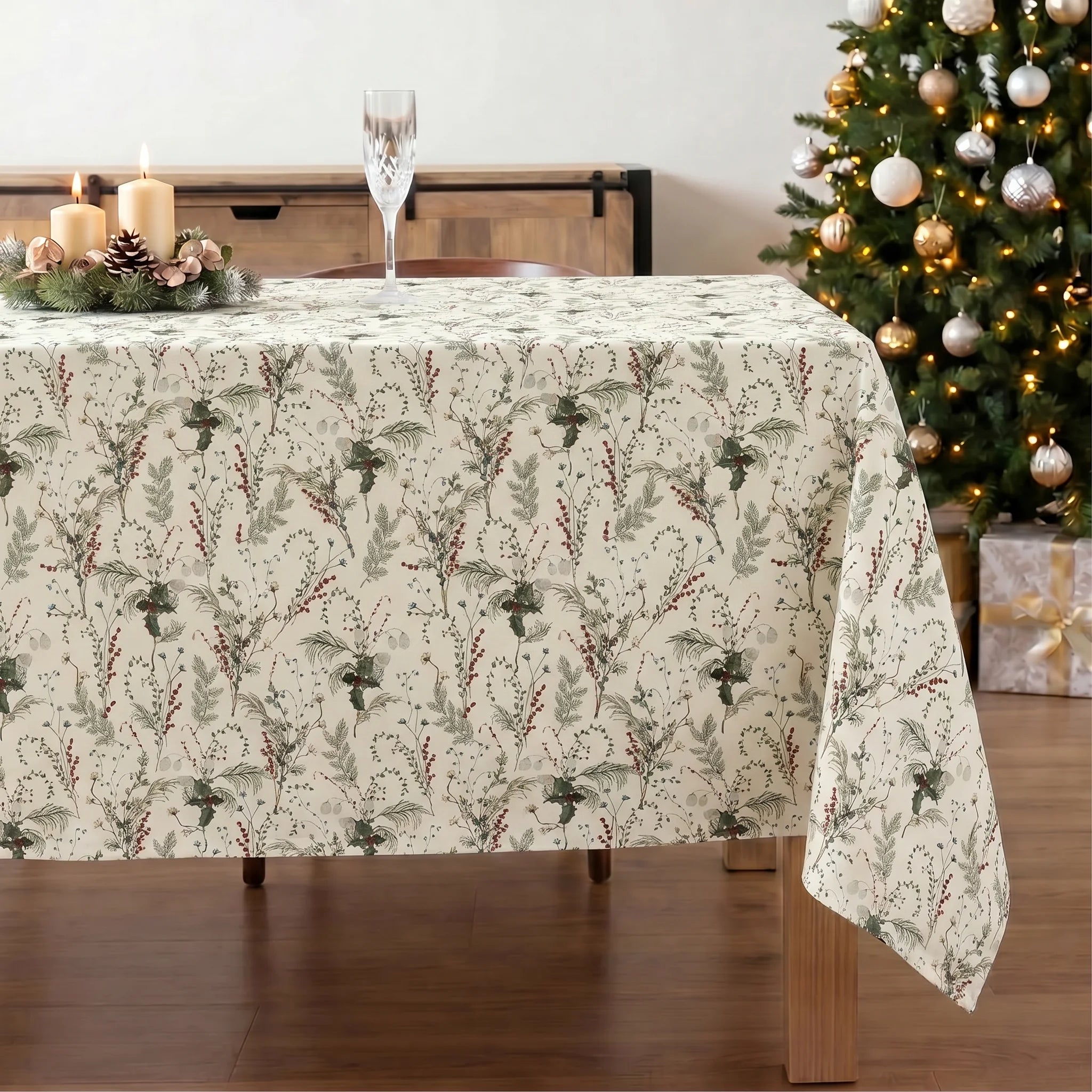 Mantel antimanchas Christmas Muérdago 2