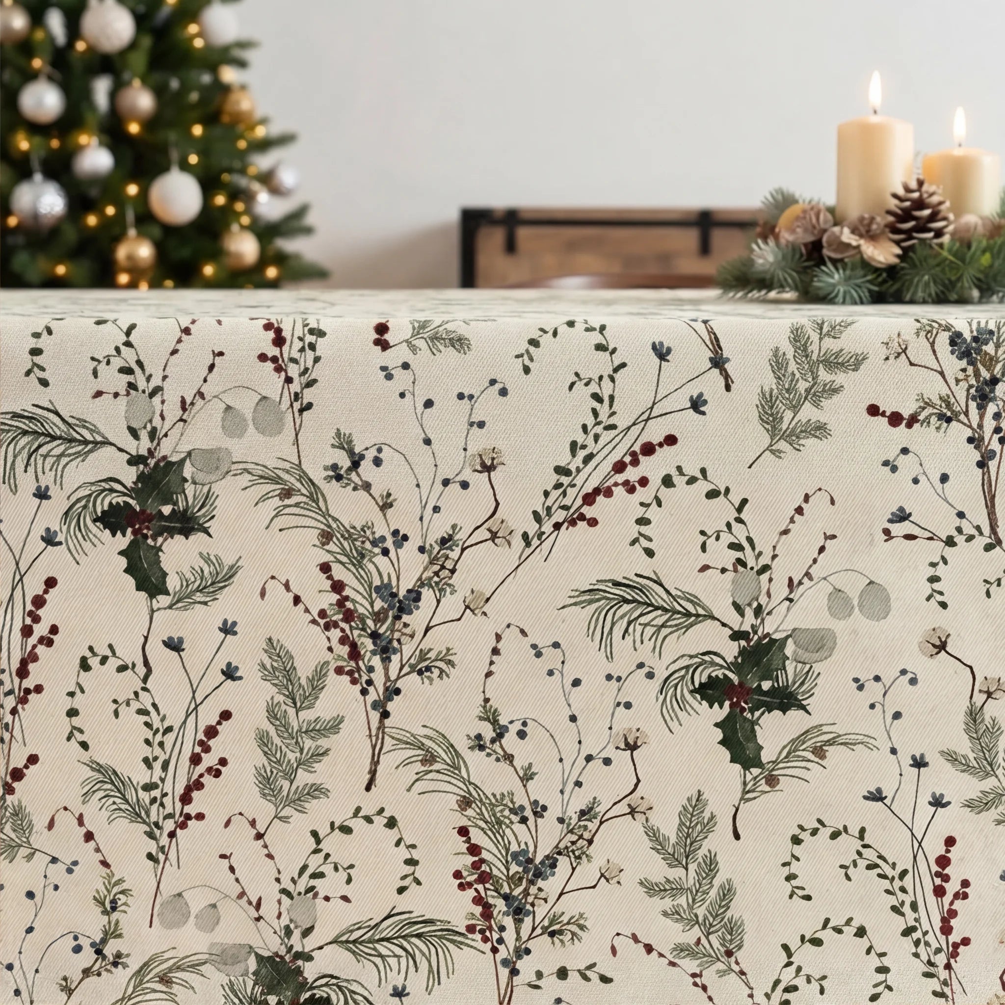 Mantel antimanchas Christmas Muérdago 2