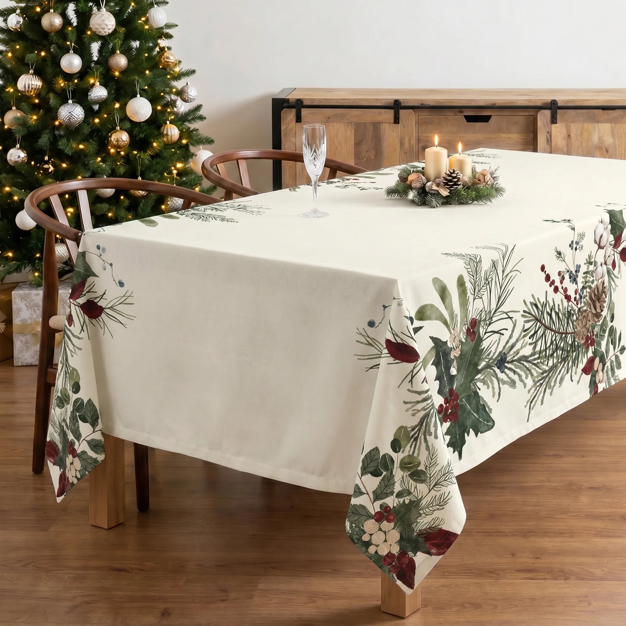 Mantel antimanchas Christmas Muérdago
