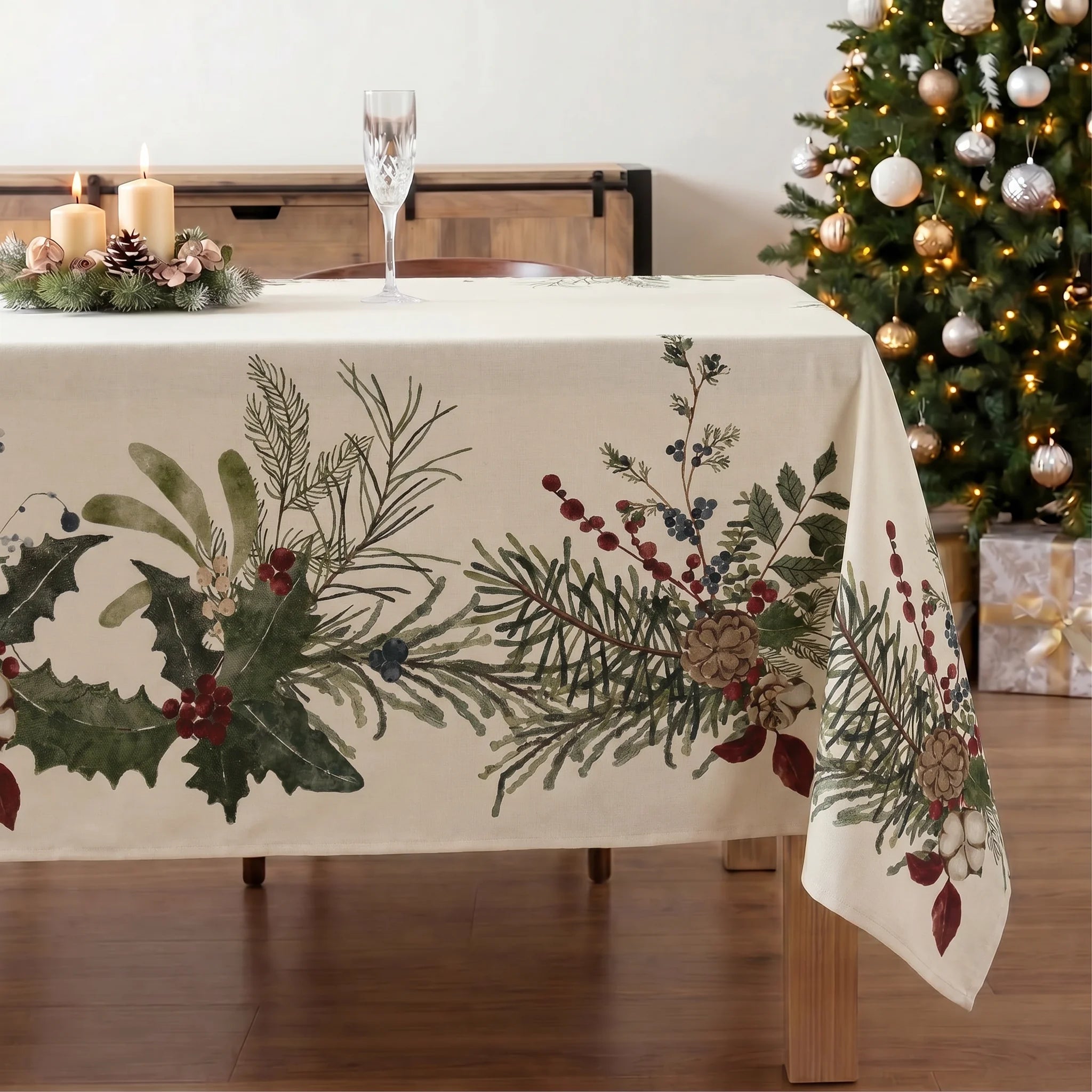 Mantel antimanchas Christmas Muérdago